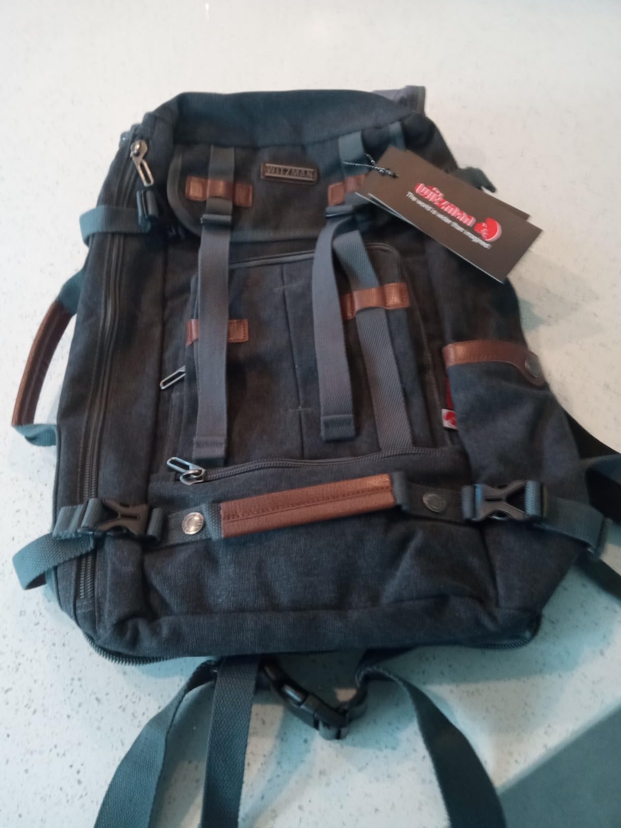 WITZMAN Canvas Travel Backpack for Men Vintage Laptop Backpack customer photo 2
