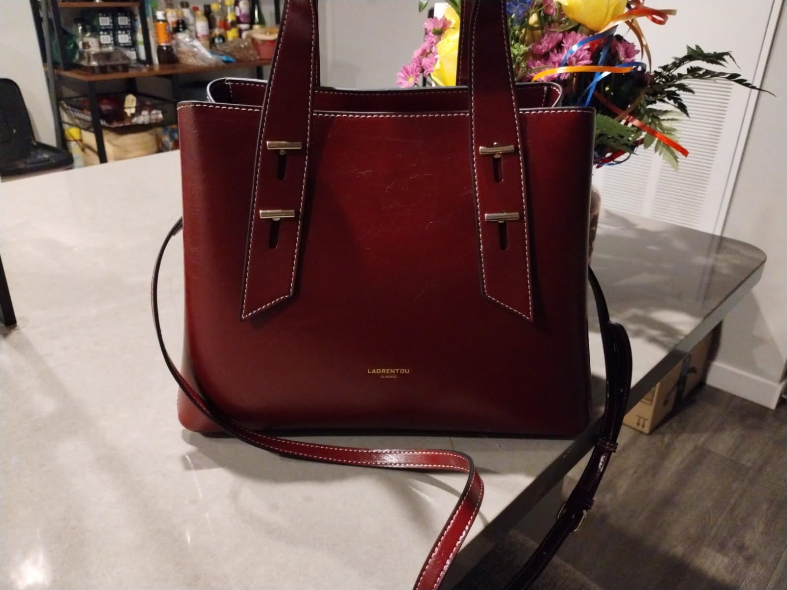 LAORENTOU Women Crossbody Handbags Genuine Leather Satchel Handbags for Women Top-handle Shoulder Tote Purses customer photo 1