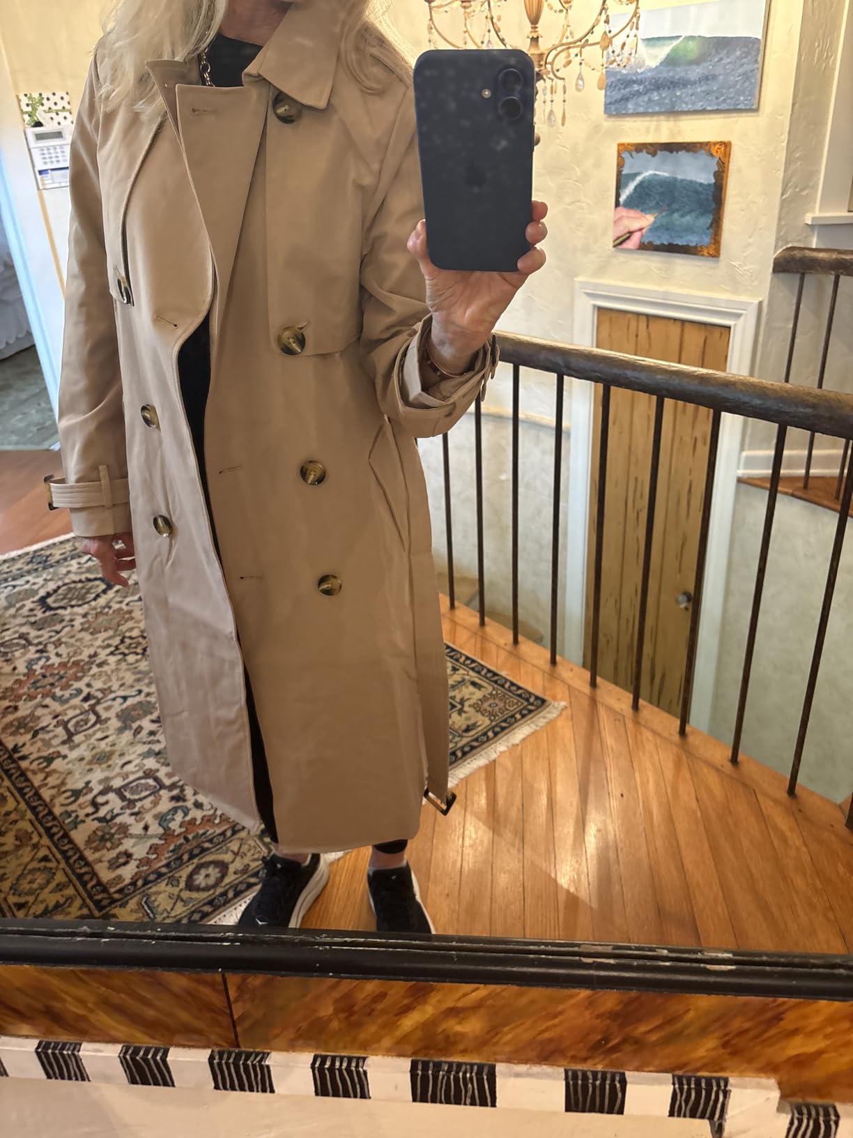 Orolay Women's 3/4 Length Double Breasted Trench Coat Lapel Jacket with Belt customer photo 1