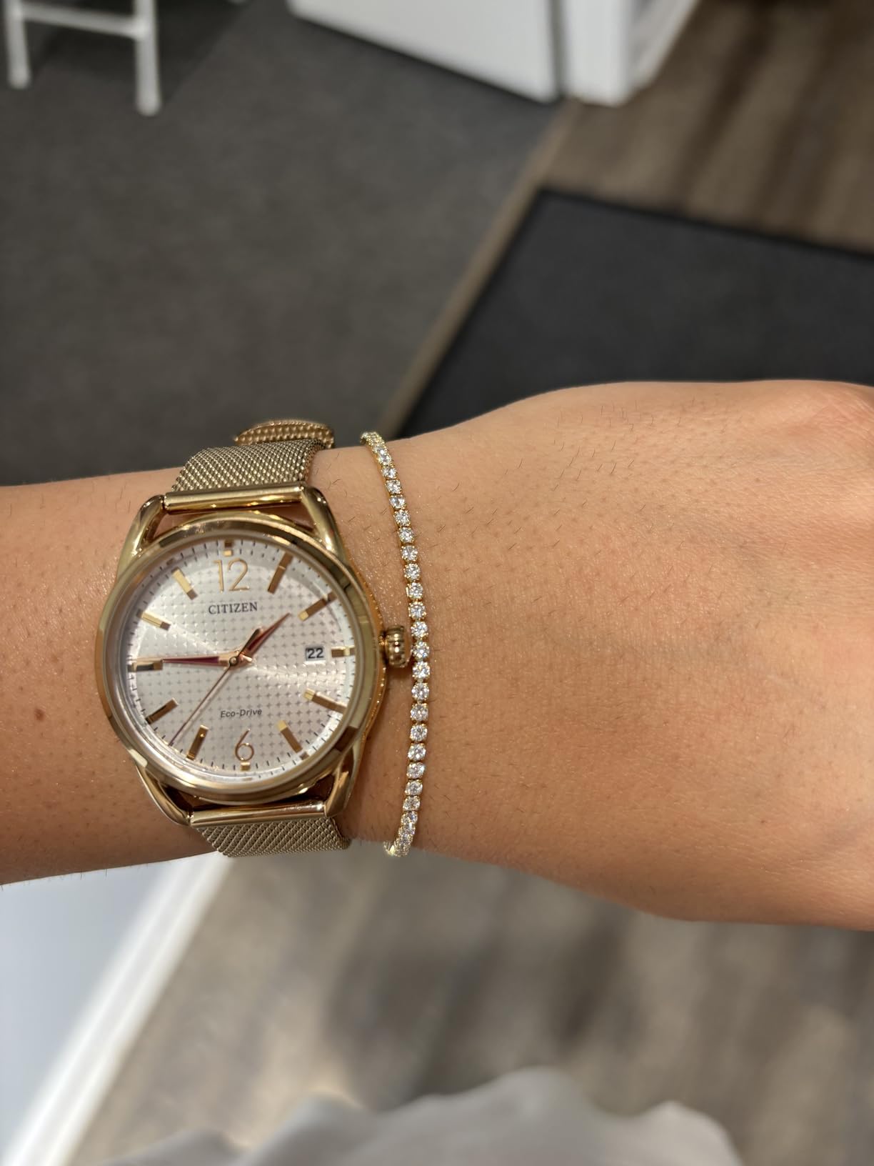 PAVOI 14K Gold Plated Cubic Zirconia Classic Tennis Bracelet for Women | Adjustable Slider customer photo 1