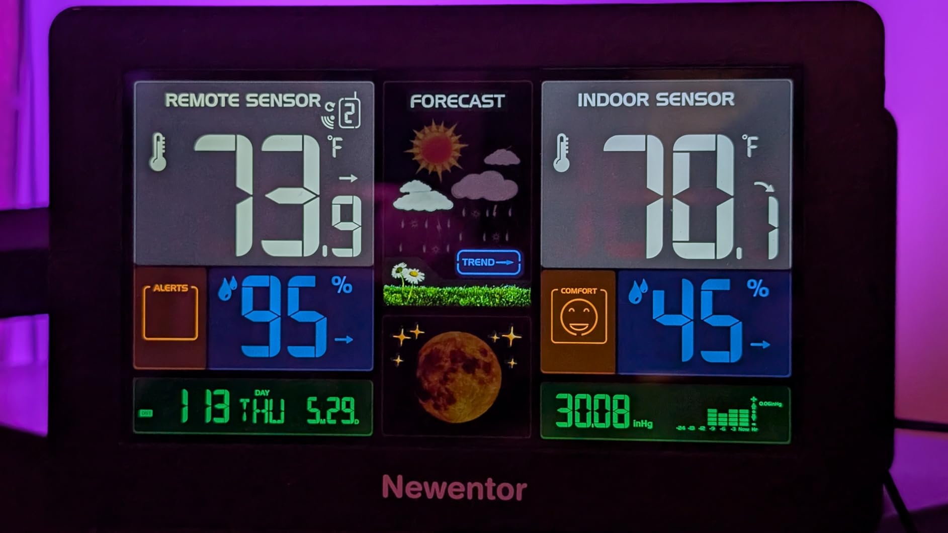 Newentor Weather Station Wireless Indoor Outdoor Thermometer, Black,1Sensor customer photo 2