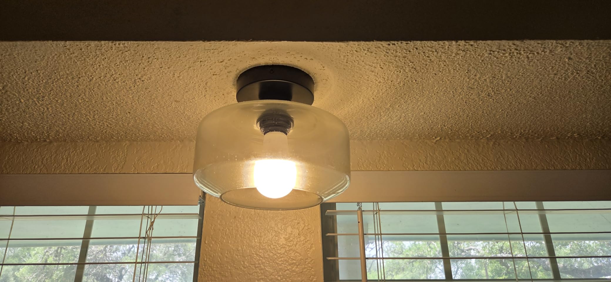 MAXvolador Industrial Semi Flush Mount Ceiling Light, Clear Glass Pendant Lamp Shade, Farmhouse Lighting for Hallway, Vintage Hanging Light Fixtures customer photo 1