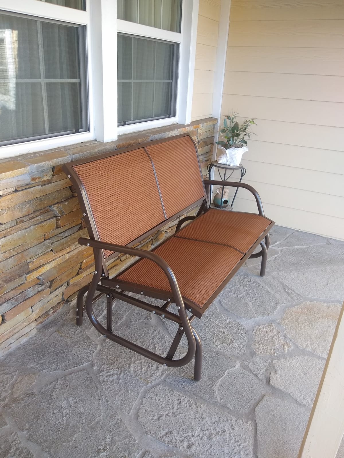 GIANTEX 48 Inch Swing Glider Chair, 2 People Swing Lounge Glider Chair customer photo 1