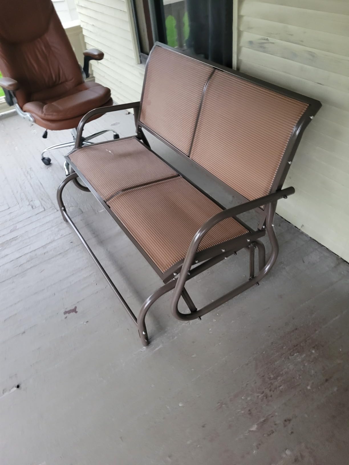 GIANTEX 48 Inch Swing Glider Chair, 2 People Swing Lounge Glider Chair customer photo 2