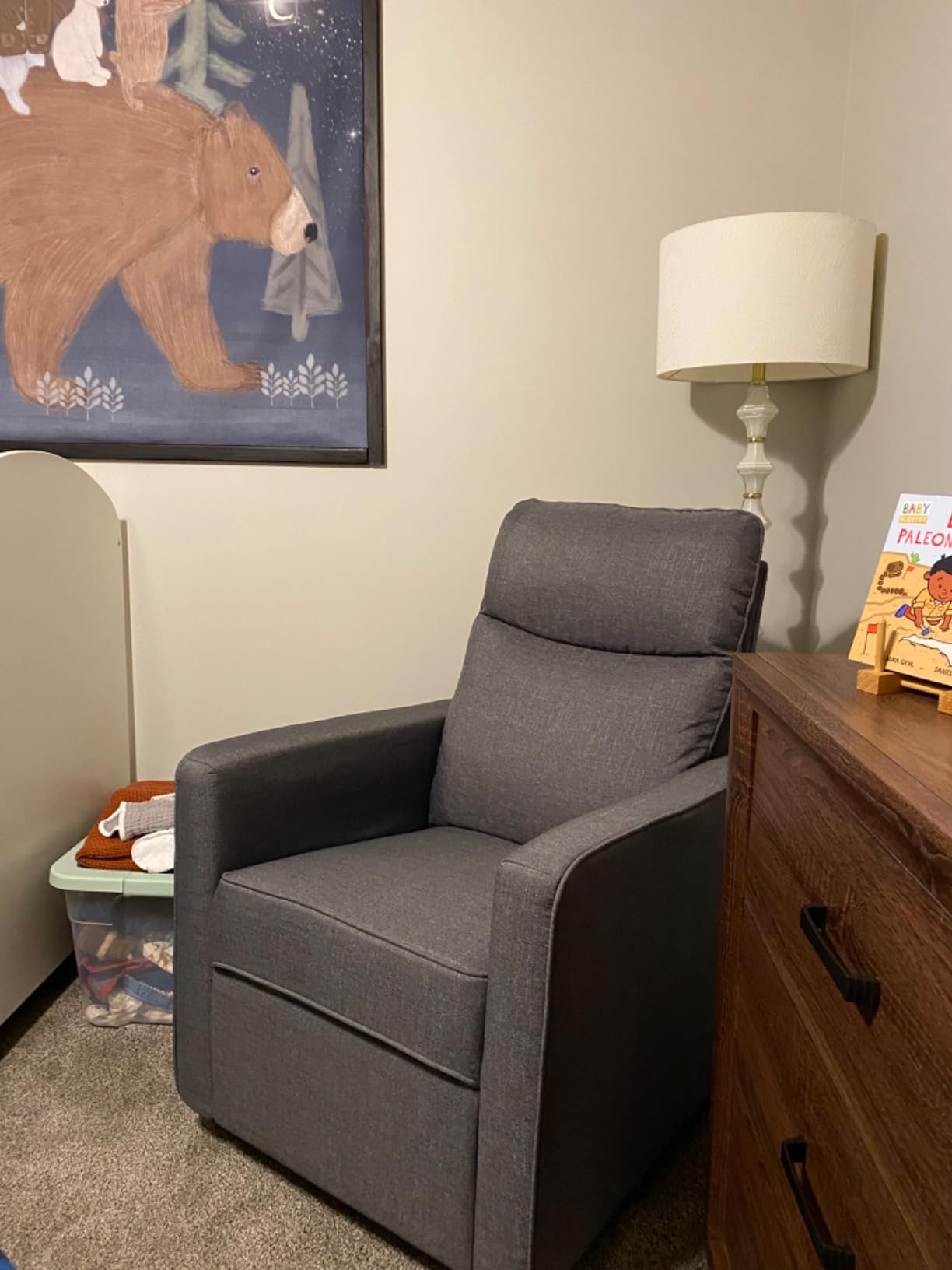 DaVinci Gabby Glider Recliner Nursery Chair w/ 360° Swivel - Misty Grey customer photo 1