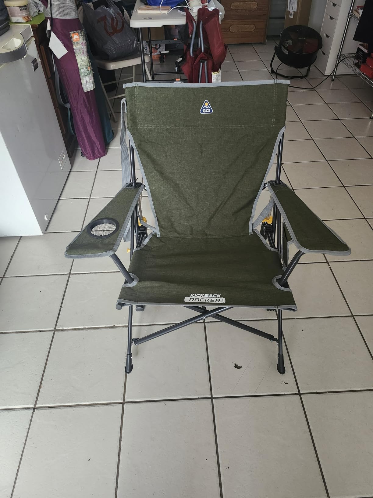 GCI Outdoor Kickback Rocker Camping Chair | Portable Folding Rocking Chair with Durable Armrests, Drink Holder & Relaxed Lowered Seat for Comfort — Loden Green customer photo 1