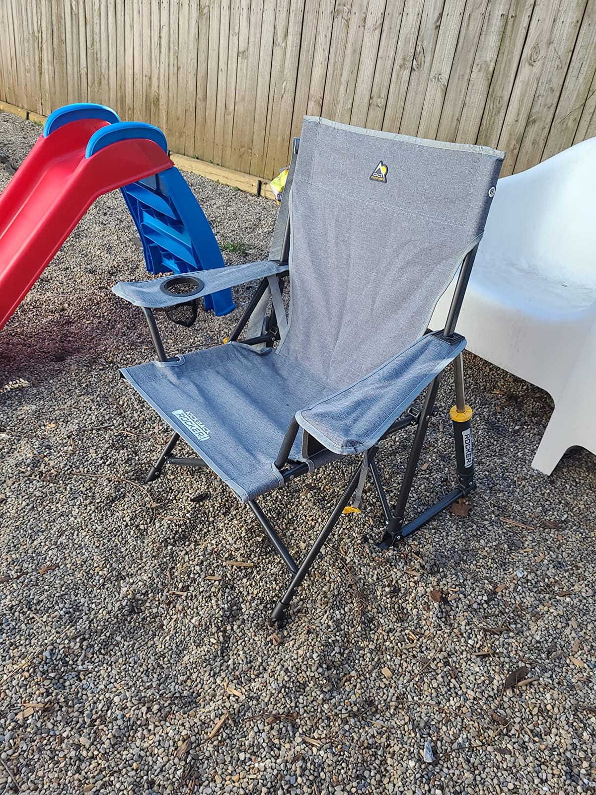 GCI Outdoor Kickback Rocker Camping Chair | Portable Folding Rocking Chair with Durable Armrests, Drink Holder & Relaxed Lowered Seat for Comfort — Loden Green customer photo 2