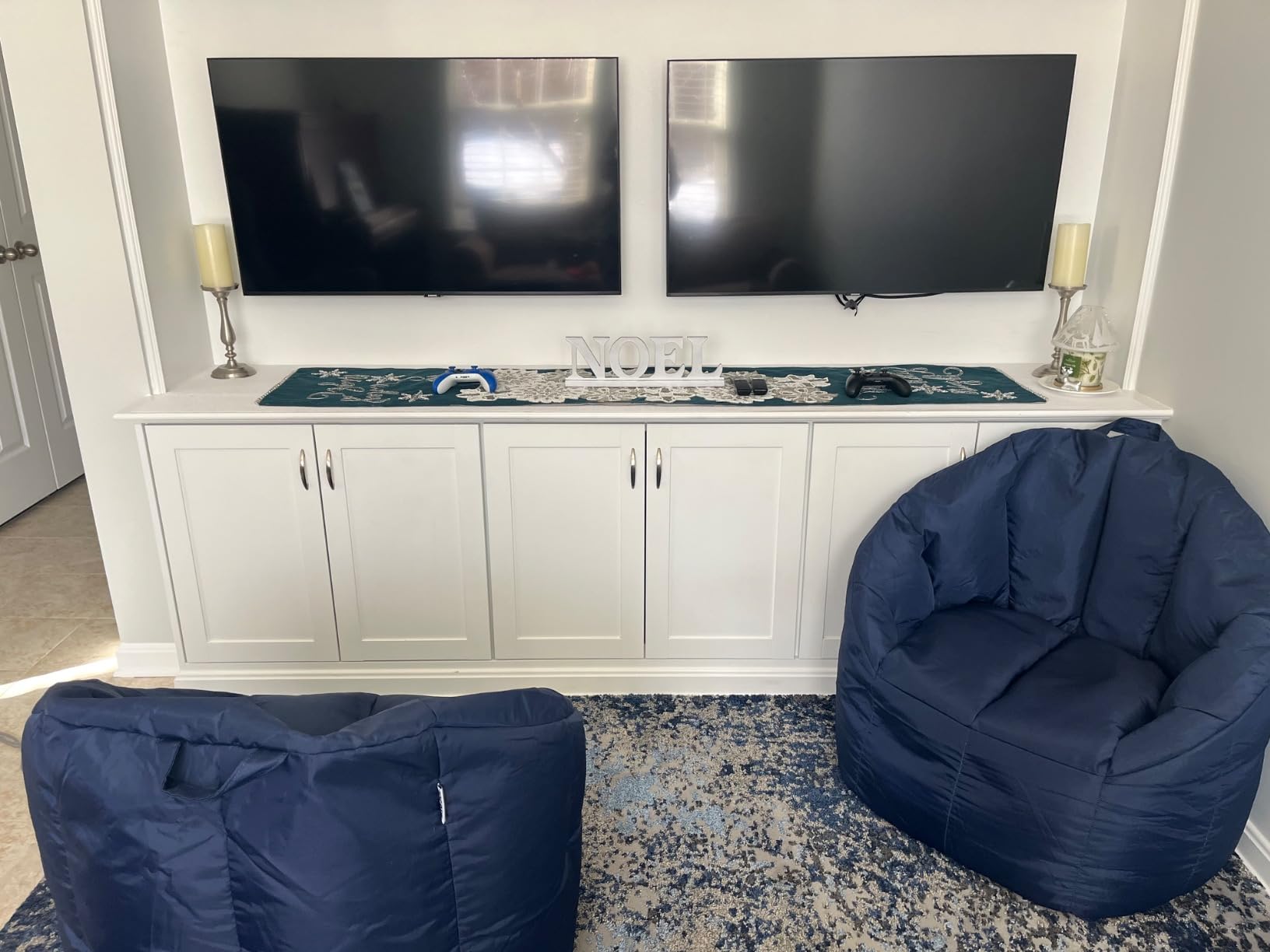 Big Joe Milano Bean Bag Chair for Kids, Teens, Adults, Durable Easy-Clean Navy Smartmax, Nylon Polyester Blend, Lightweight Seat for Reading Nook and Gaming, 2.5 Foot Refillable customer photo 2