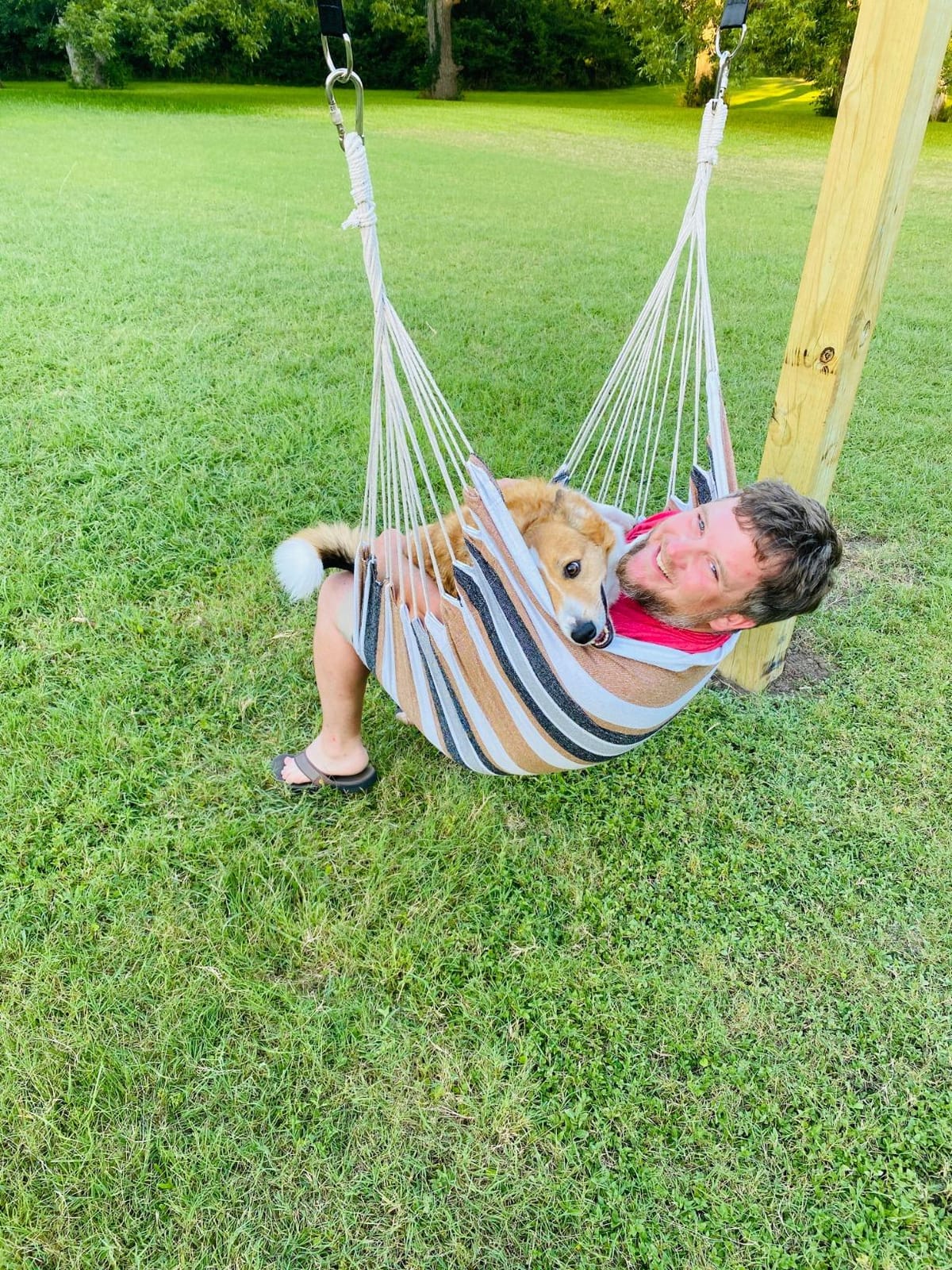 Hammock Chair Hanging Rope Swing Seat for Indoor Outdoor, Sturdy Cotton Weave Hammock Swing, Max 300Lbs Hanging Hammock Chair (Pole and Pillows NOT Included, Gray) customer photo 2