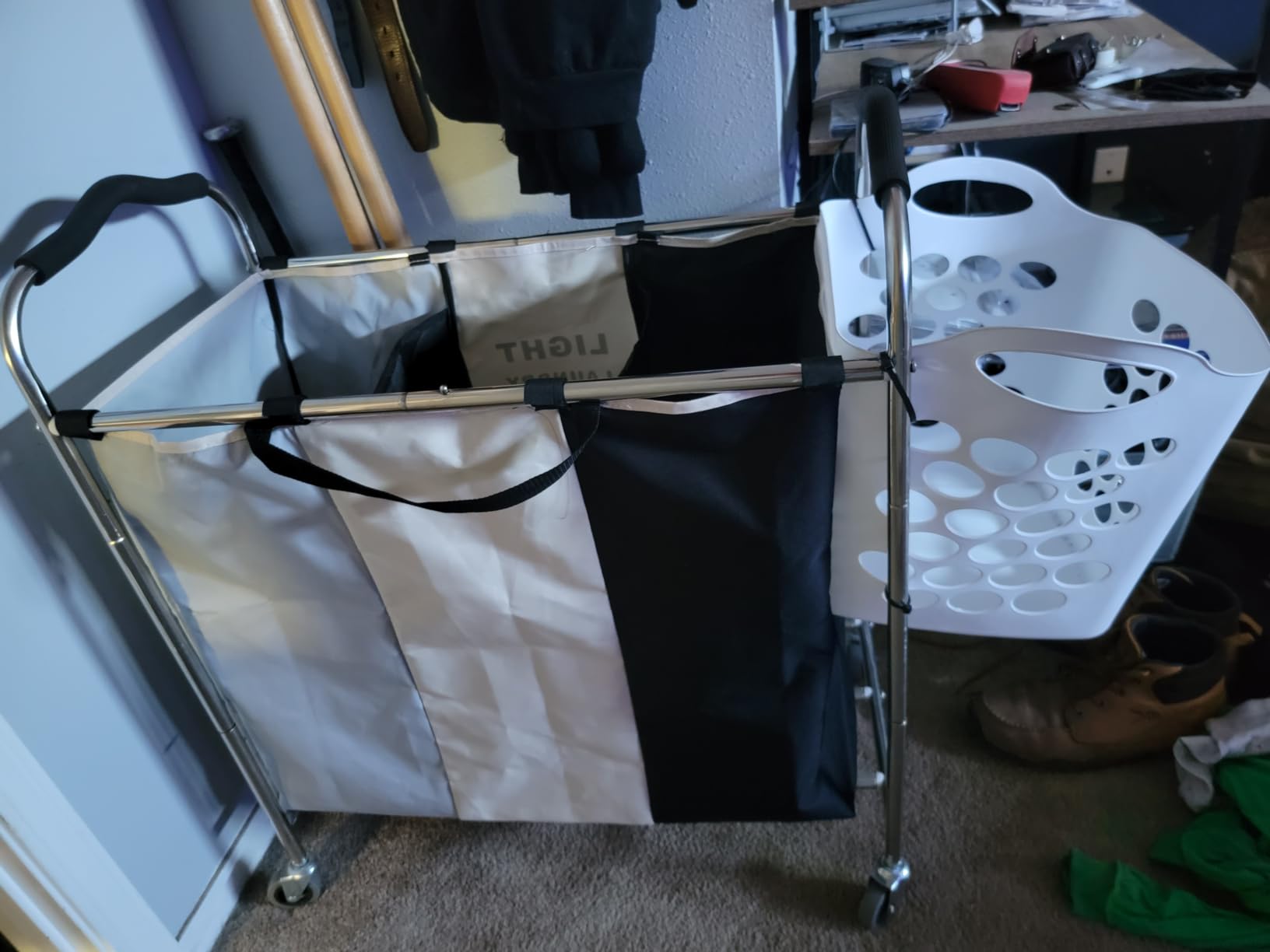 Laundry Basket with Wheels, 240l Laundry Hamper with 3 Section Laundry Bag for Dirty Clothes, Dorm Room Essentials, Towel Organization & Toys Storage Laundry Cart in Laundry Room Organization customer photo 1