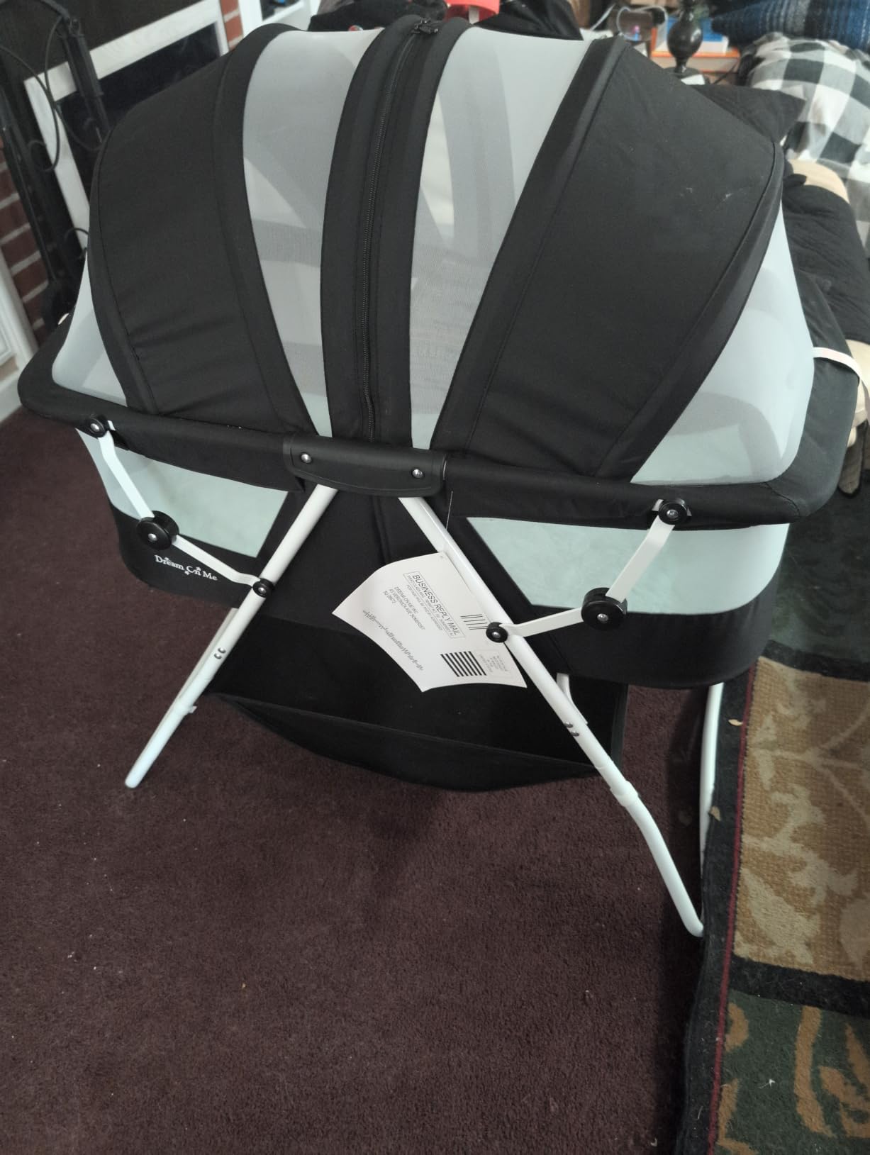 Dream On Me Karley Portable Infant Bassinet, Double Mesh Canopy, Black customer photo 1
