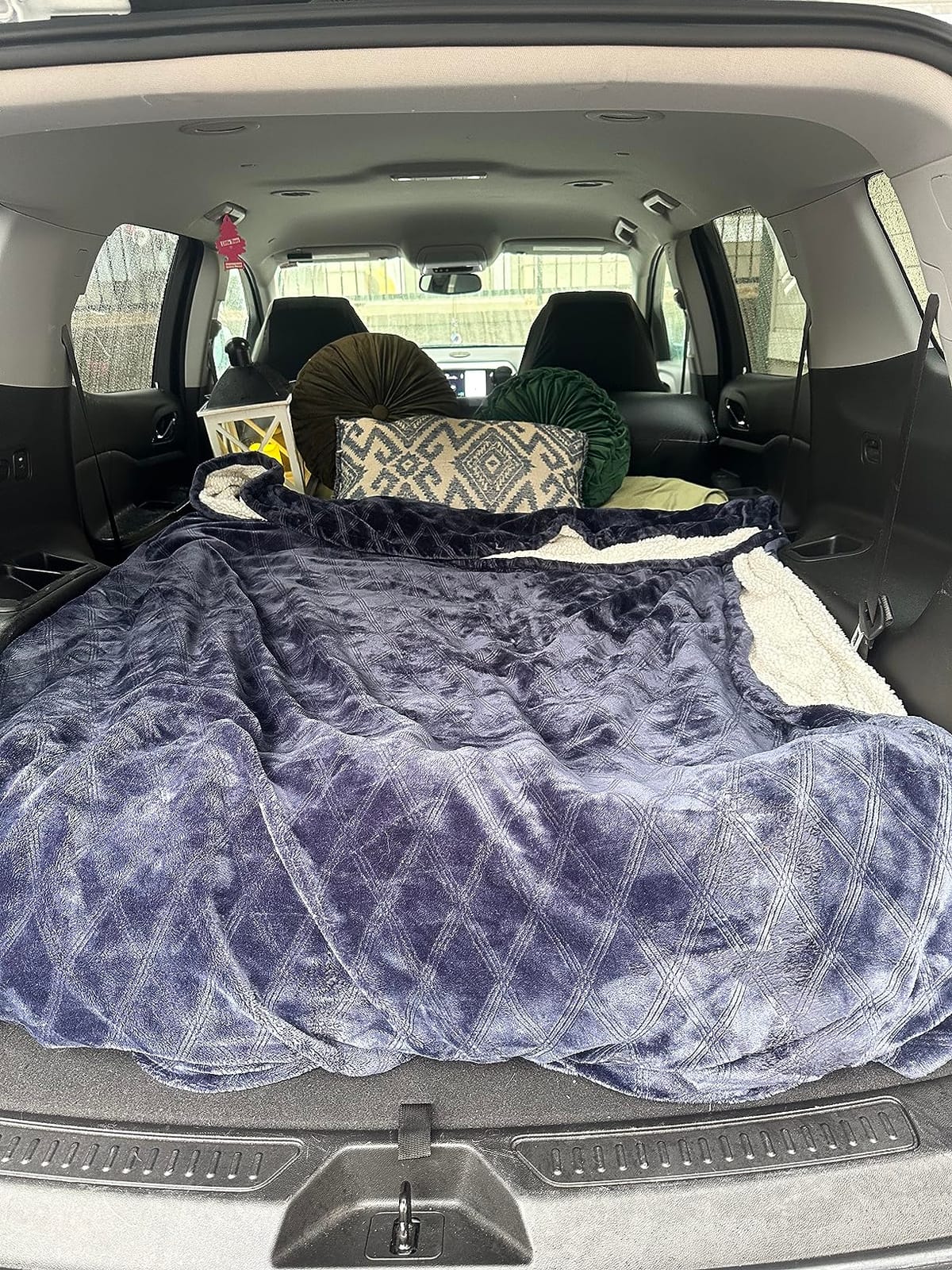 SAYGOGO SUV Air Mattress Camping Bed Cushion Pillow - Inflatable Thickened Car Air Bed with Air Pump Portable Sleeping Pad Mattress for Home Car Travel Camping Upgraded Version - Grey customer photo 1