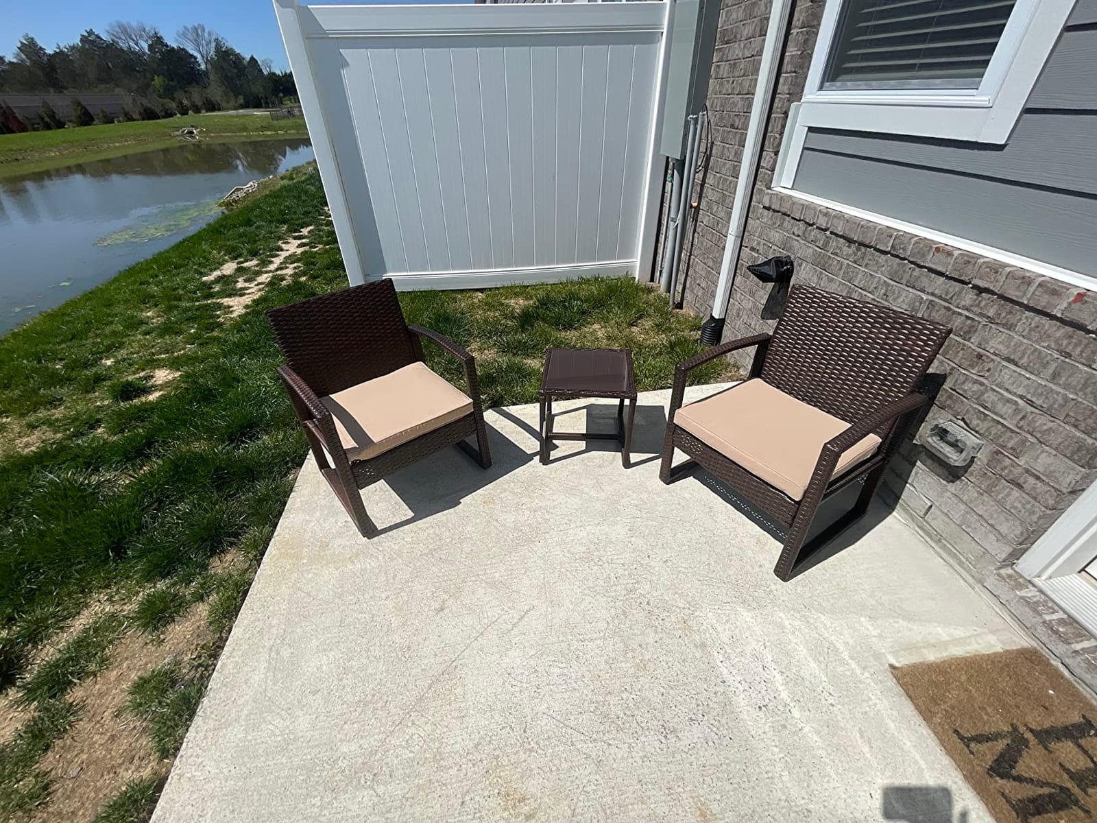 Patiorama 3 Piece Patio Furniture Set, Wicker Conversation Set-Dark Grey customer photo 1
