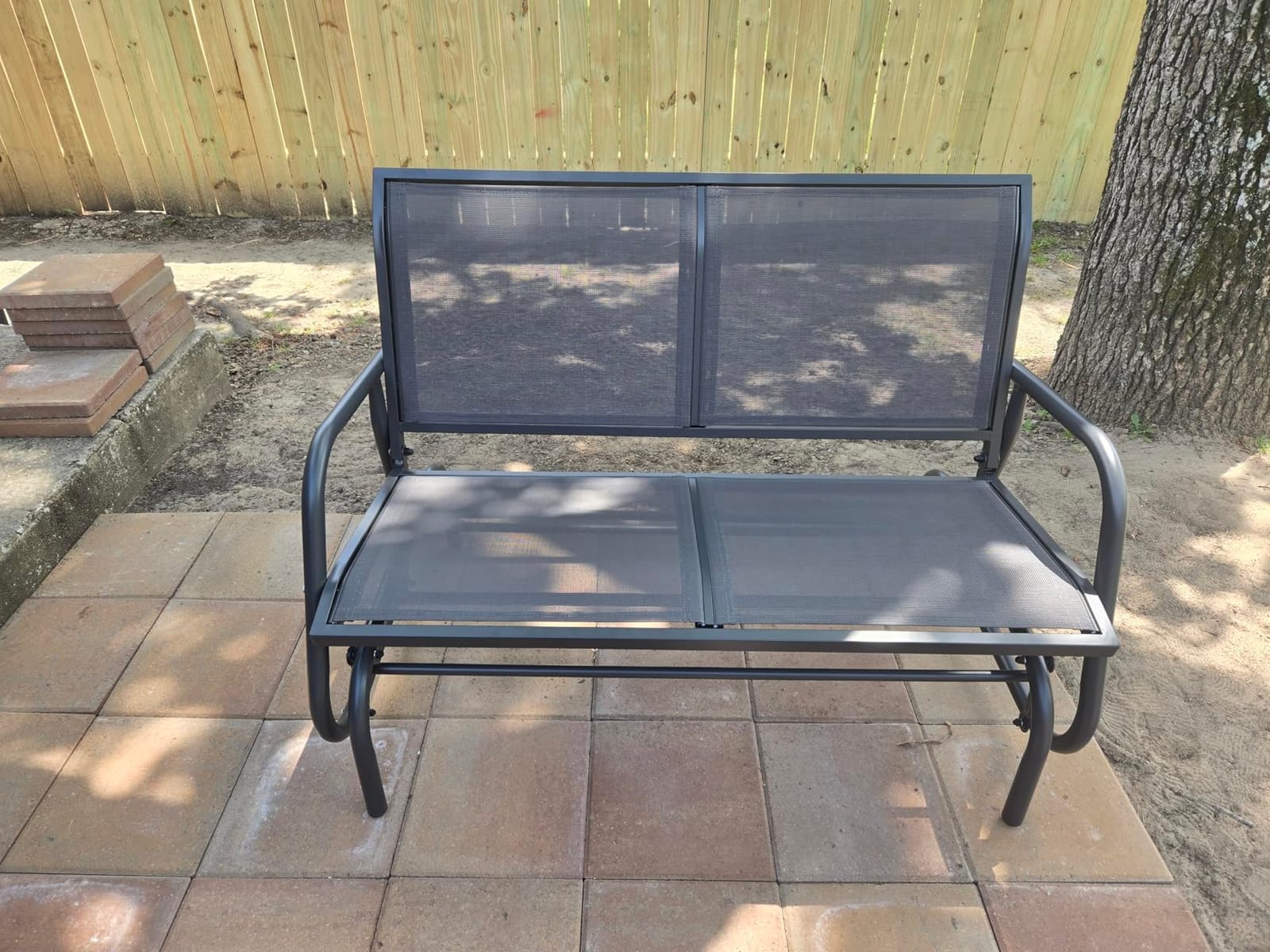 Outsunny 2-Person Outdoor Glider Bench with Steel Frame, Beige customer photo 1