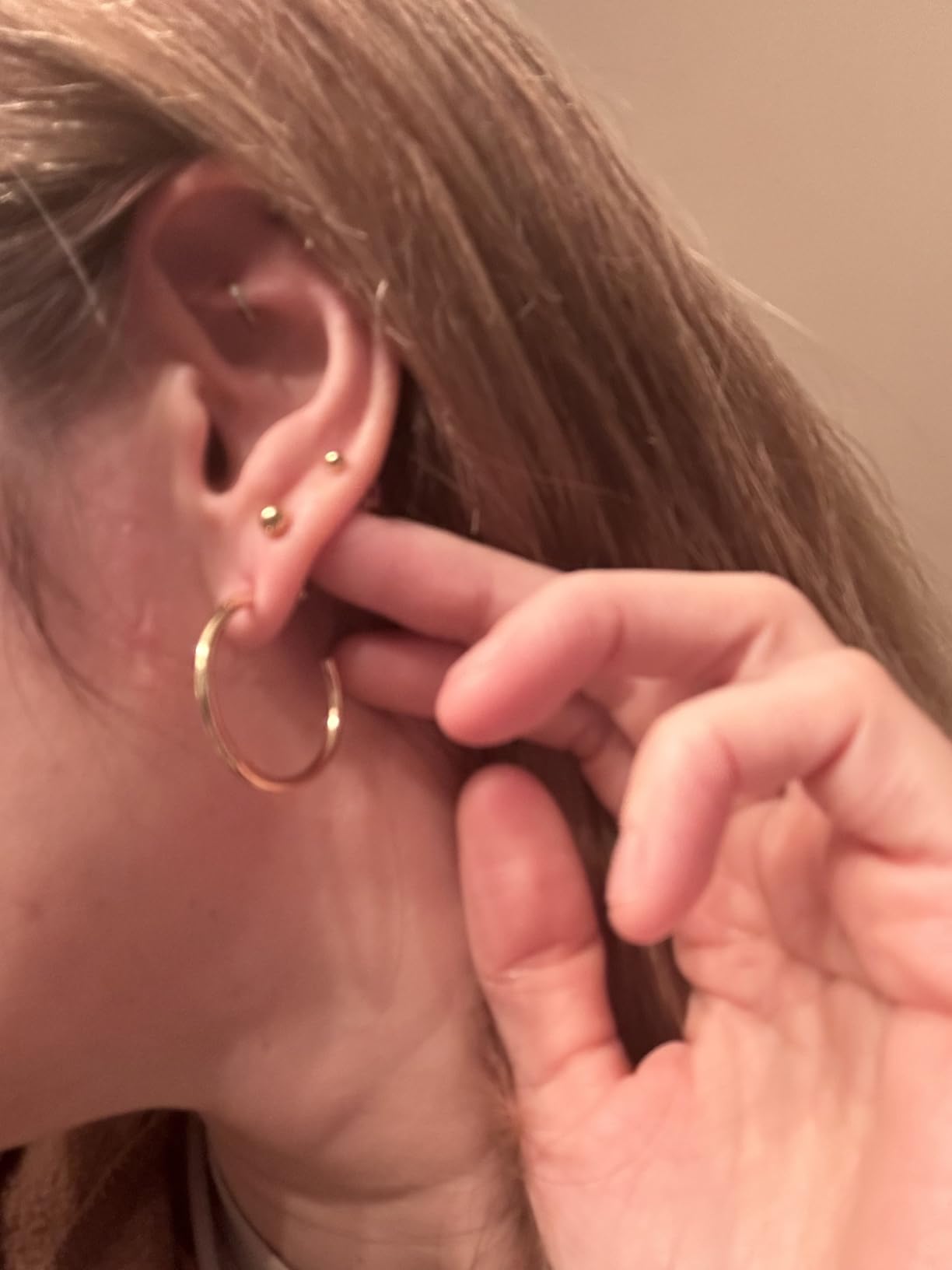 PAVOI 14K Gold Plated Hoop Earrings for Women - 2mm Thick Infinity Hoops - Lightweight Loop Earrings Set customer photo 2