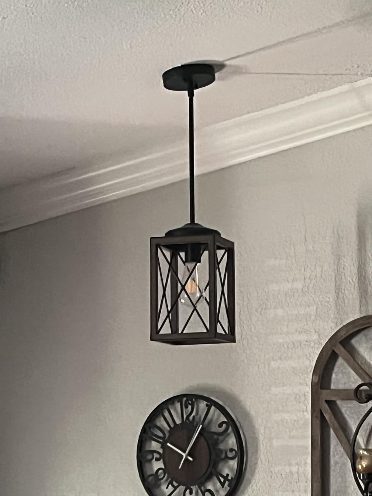 DEWENWILS Farmhouse Pendant Light Kitchen Island Wood Grain Brown customer photo 2