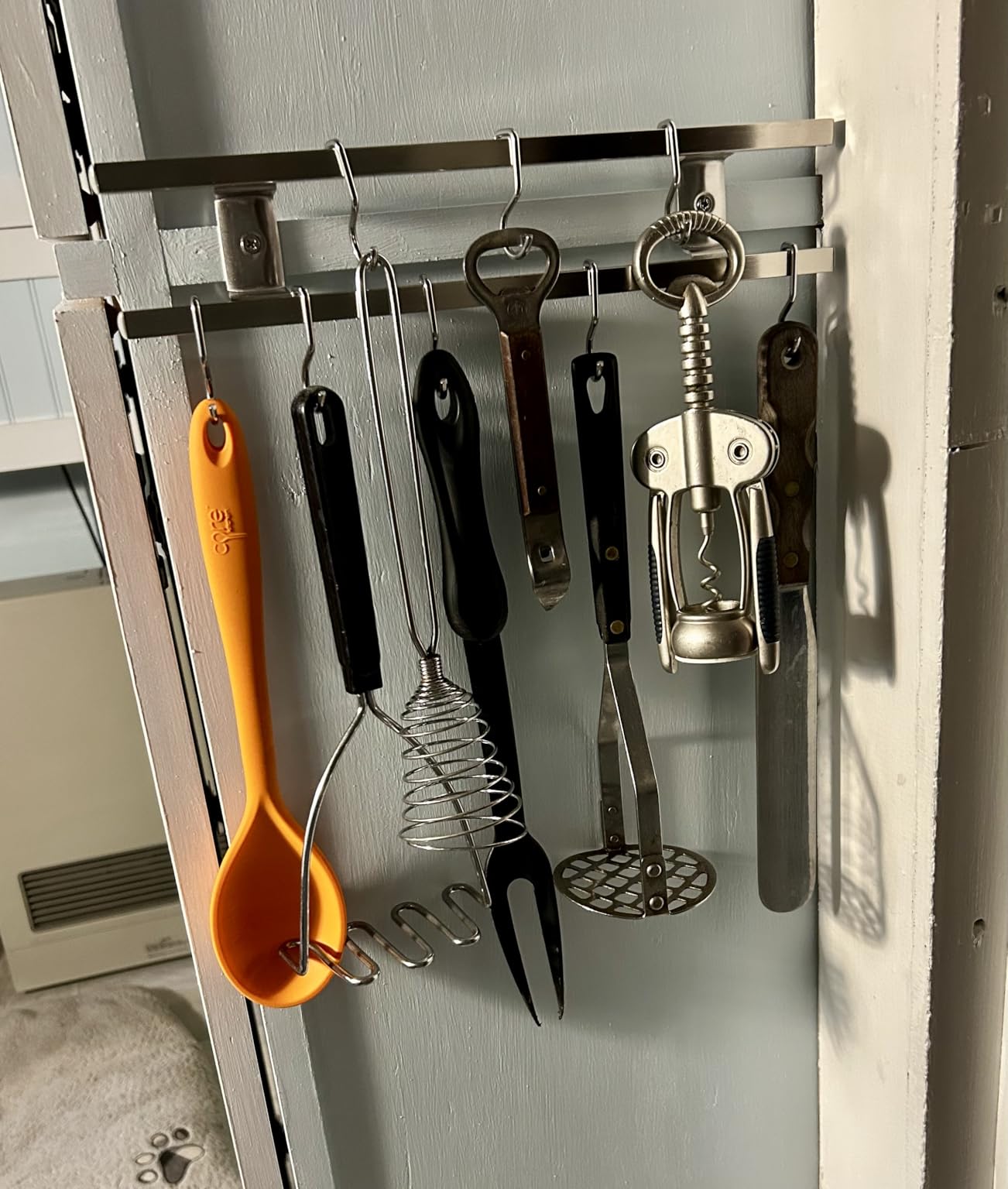 Modern Innovations (16 Inch Stainless Steel Metal Magnetic Knife Holder, Wall Mount Double Bar with 8 Hooks - Multipurpose Knife Magnetic Strip, Utensil Hanger, and Kitchen Storage Rack Magnet customer photo 2
