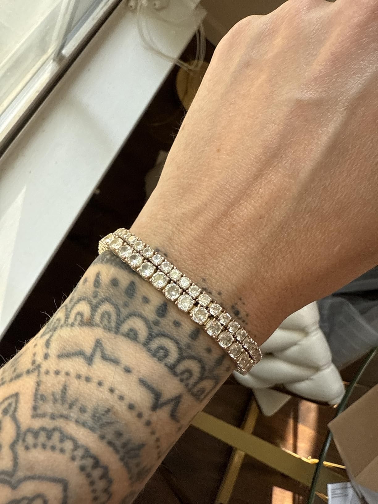 PAVOI 14K Gold Plated Cubic Zirconia Classic Tennis Bracelet | Gold Bracelets for Women | 4mm CZ customer photo 1