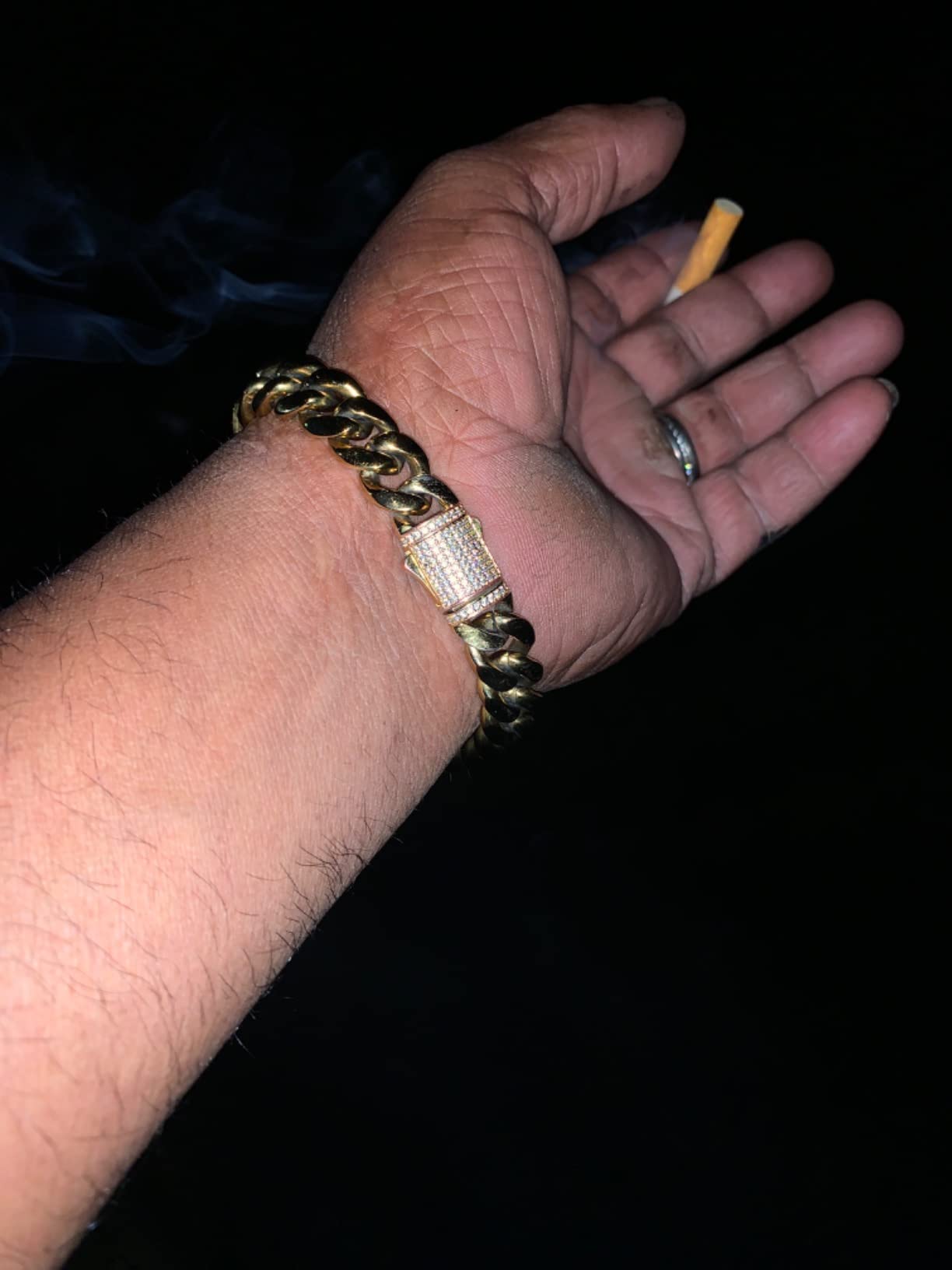 12mm Miami Cuban Link Bracelet 14K REAL Gold Plated Hypoallergenic Premium Stainless Steel Hip Hop Jewelry For Men Women Father Day Birthday Gift (No Color Fade, Double-sided Iced Out Clasp) customer photo 2