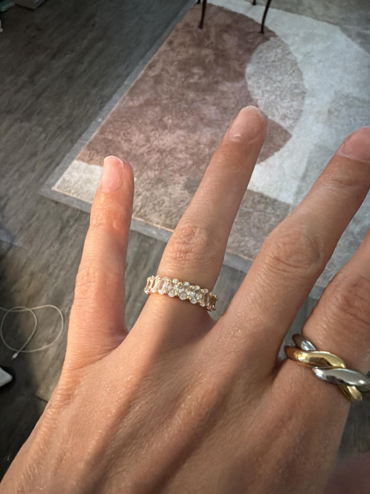 PAVOI Oval Wedding Band for Women - 14K Gold Plated Statement Eternity Ring customer photo 1