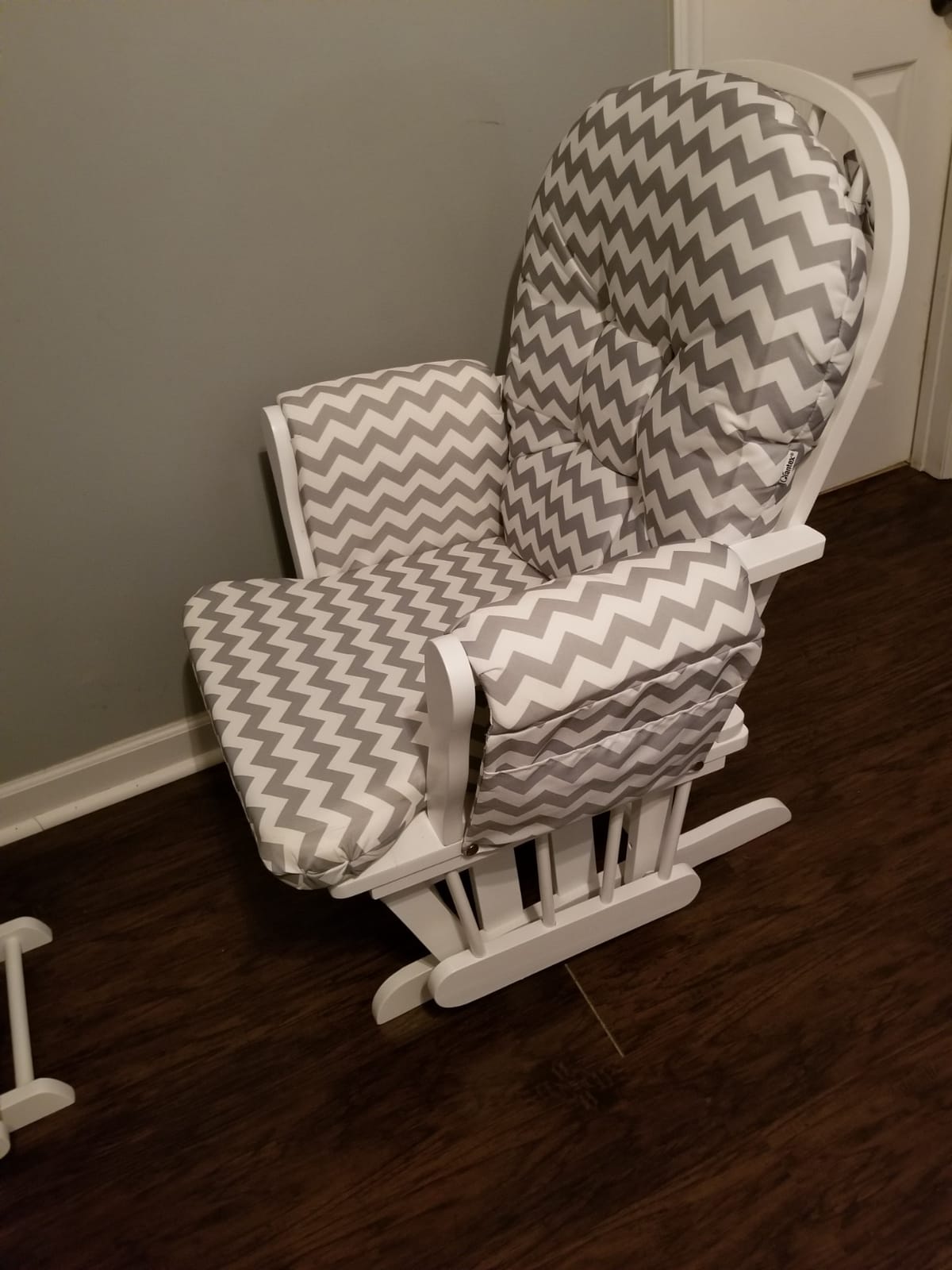 Costzon Nursery Glider with Ottoman, Upholstered Comfort Glider Rocker with Padded Cushion, Storage Pocket, Solid Wood Base, Rocking Chair Nursery for Breastfeeding, Napping (Dark Gray) customer photo 2