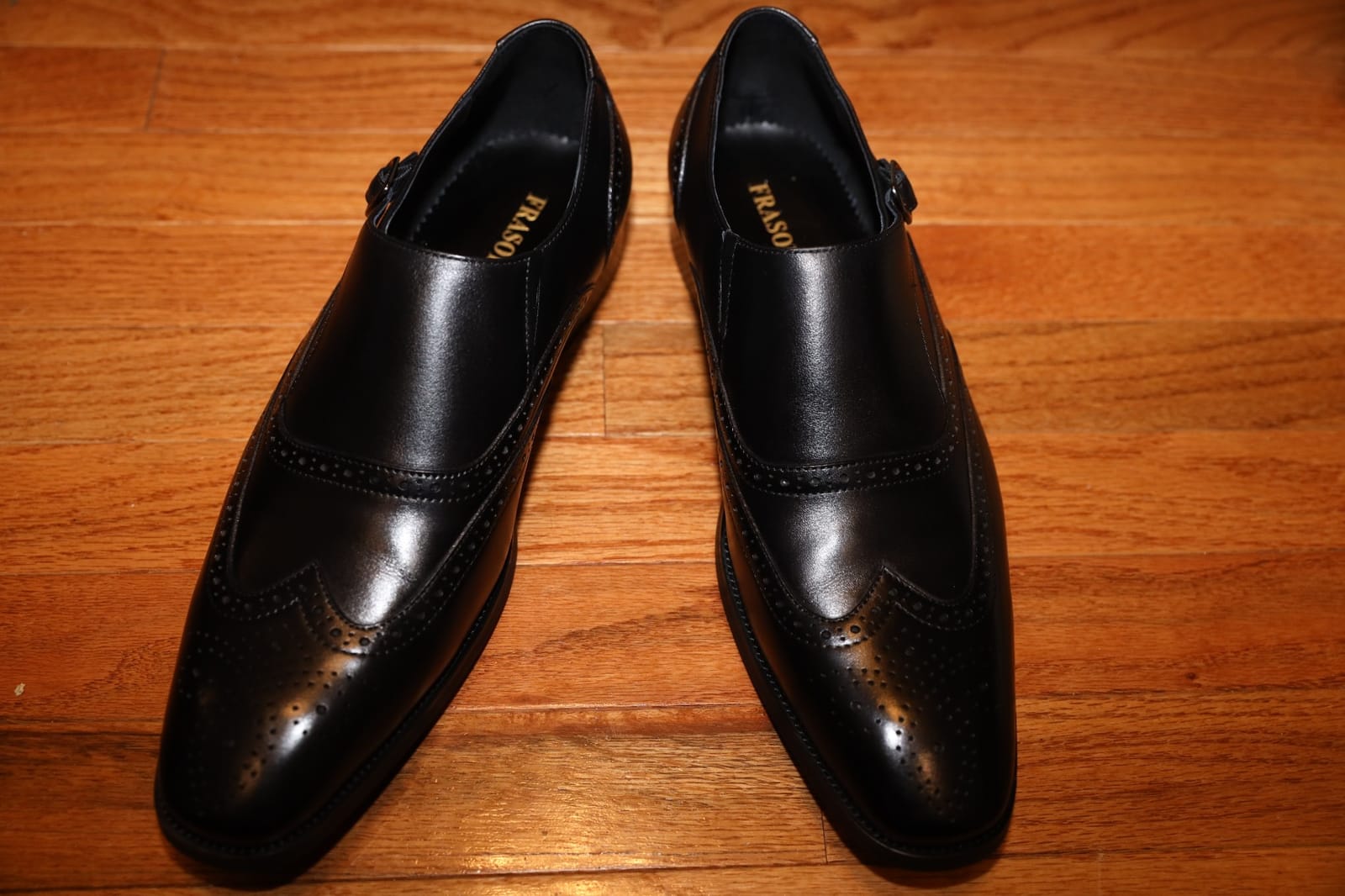 Men ’s Dress Shoes Genuine Leather Monk Strap Wingtip Formal Shoes Slip-On Loafer customer photo 1