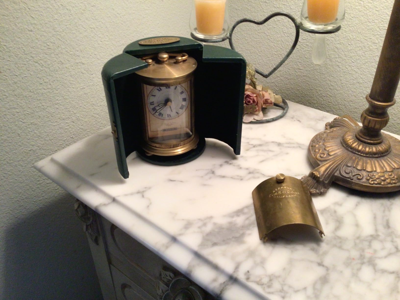 JUSTIME Solid Brass Parisian Carrige Antique Collectible Analog Table Desk Alarm Clock for Gift, Home Decor, Battery Operated (Large) customer photo 2