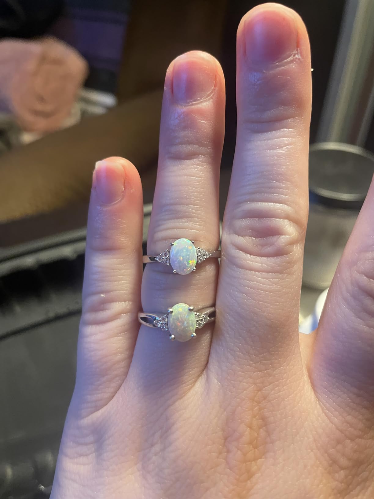 FANCIME Sterling Silver Created Opal Rings Engagement Ring for Women customer photo 2