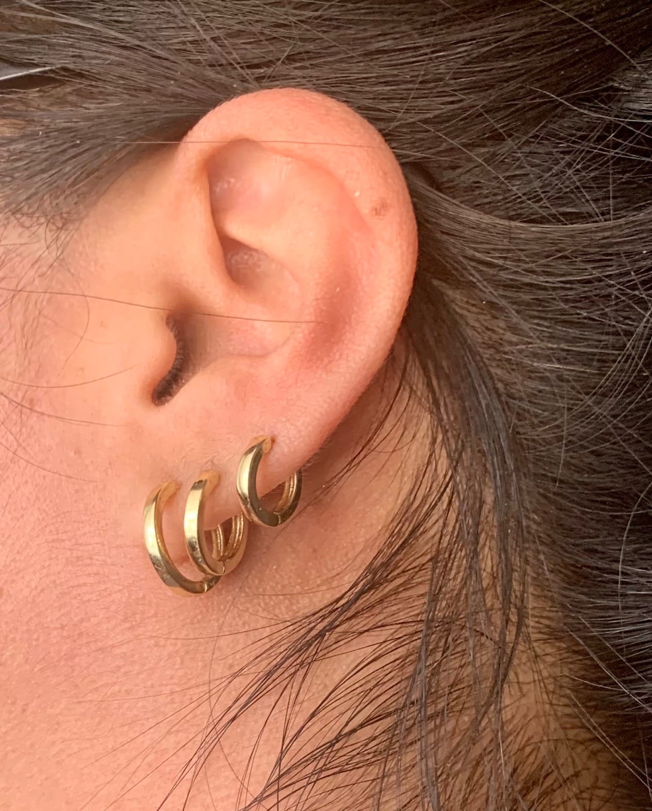 micuco 3 Pairs Small Gold Hoop Huggie Earrings Set for Women Men Tendy customer photo 2