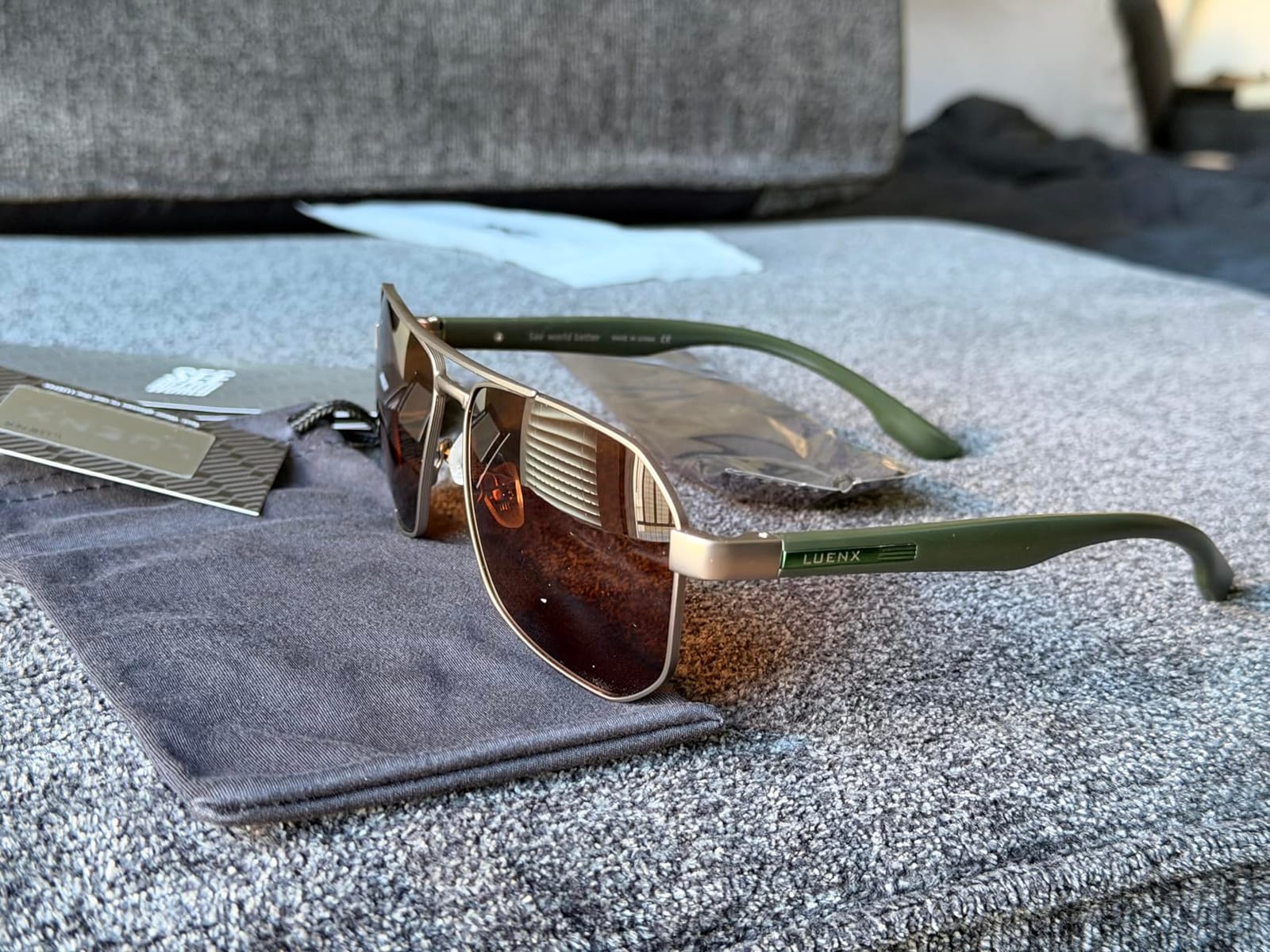 Luenx Aviator Polarized Sunglasses for Men: Square UV400 Driving customer photo 1
