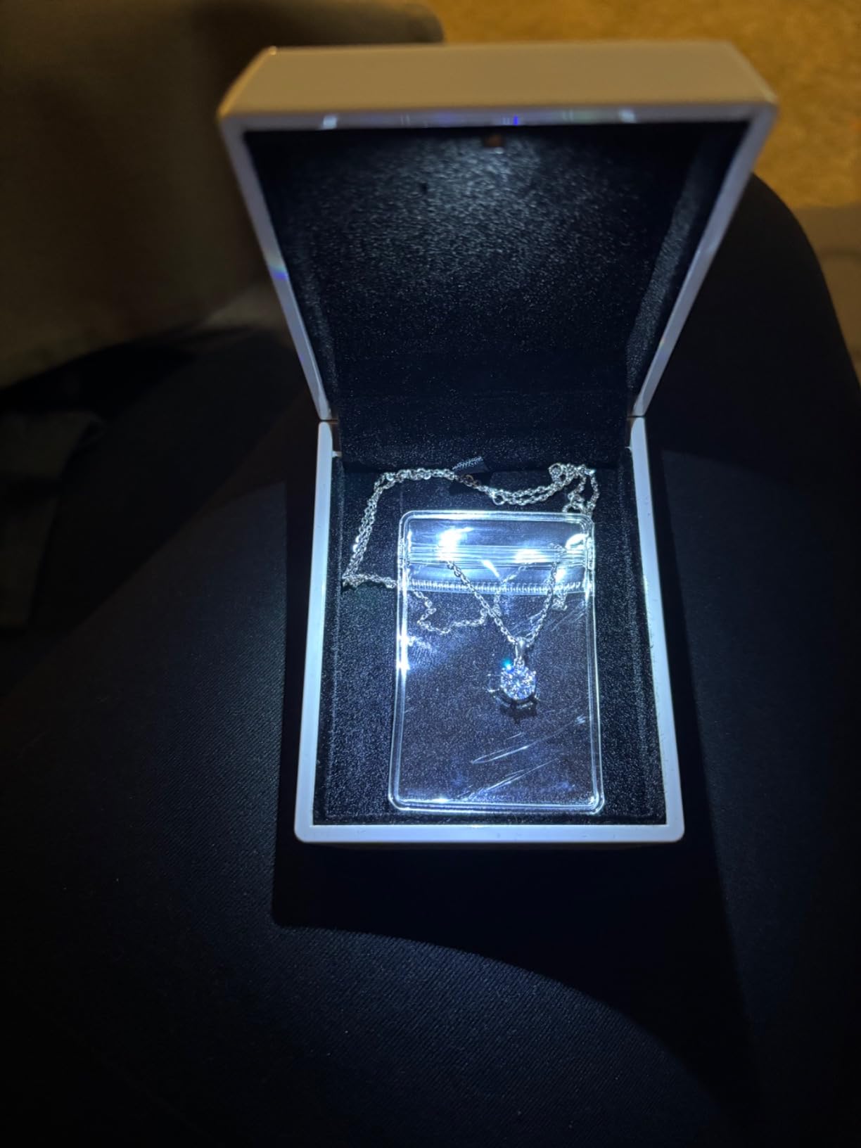 SecreTalk Moissanite Pendant Necklace, Women 1-5CT White Gold Plated S925 customer photo 1
