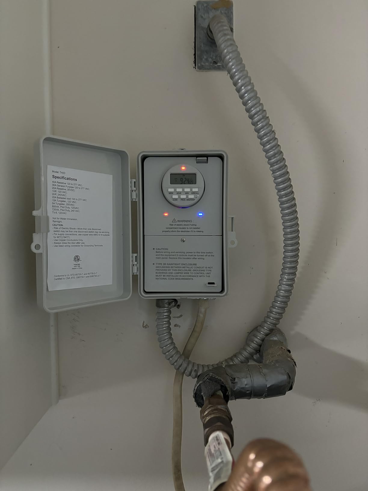 SURAIELEC Digital Pool Timer, 40Amp 2HP, 120/240/277VAC, 24-Hour Display customer photo 2