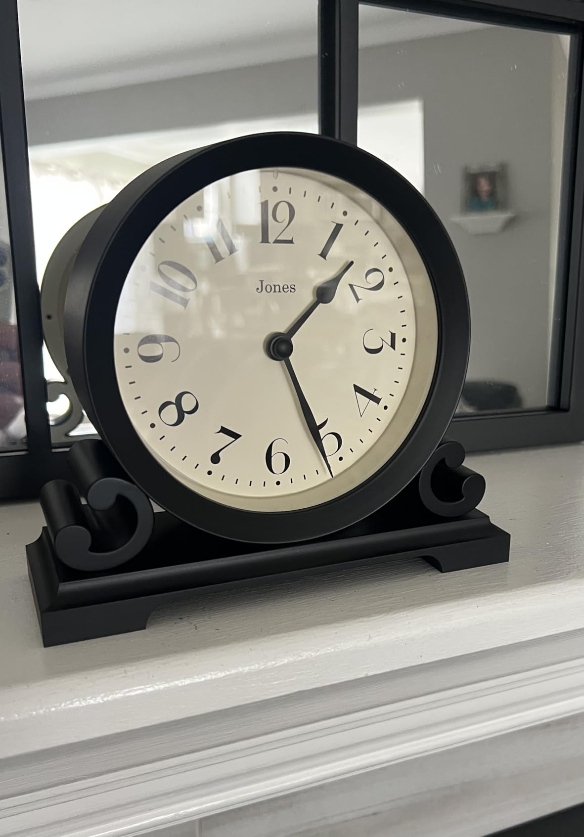JONES CLOCKS® Saloon Mantel Clock | Small Traditional Double Scroll Design | Green | Contemporary Classic Style for Desk, Table, Shelf or Bedside customer photo 2