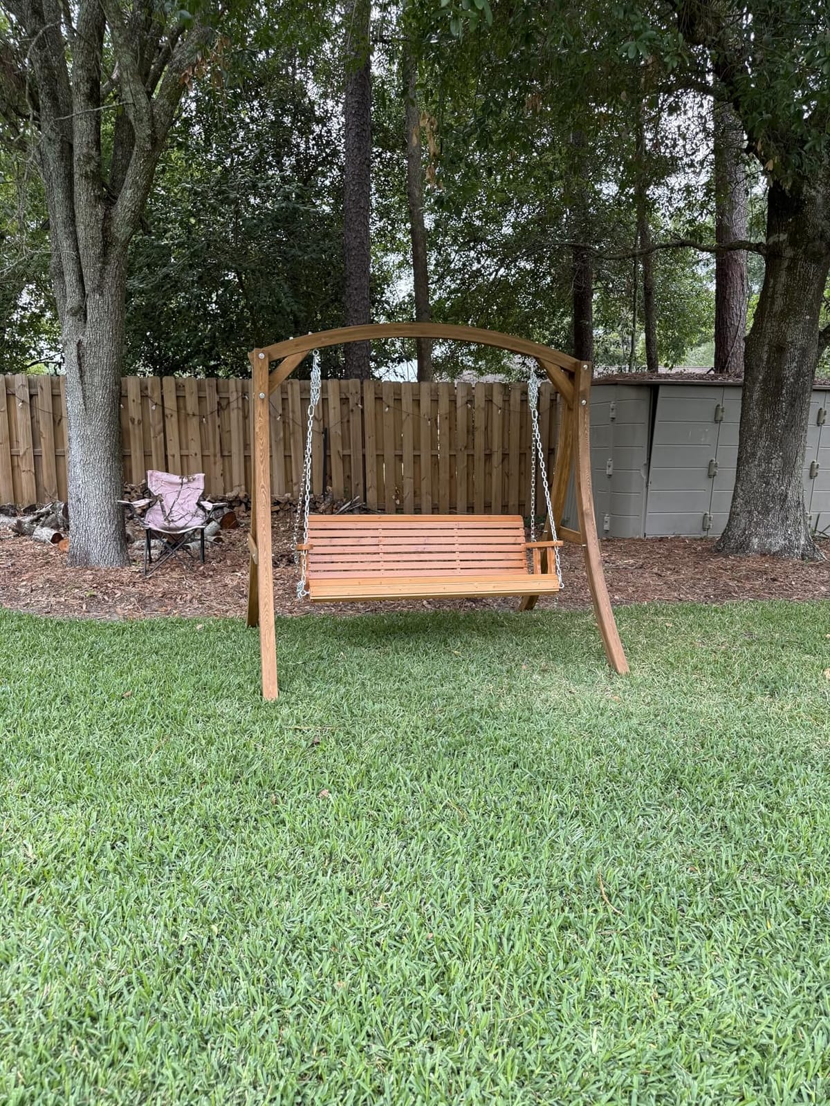 VINGLI 2026 Upgraded 5 FT Wooden Porch Swing, 880 LBS Heavy Duty, Brown customer photo 1
