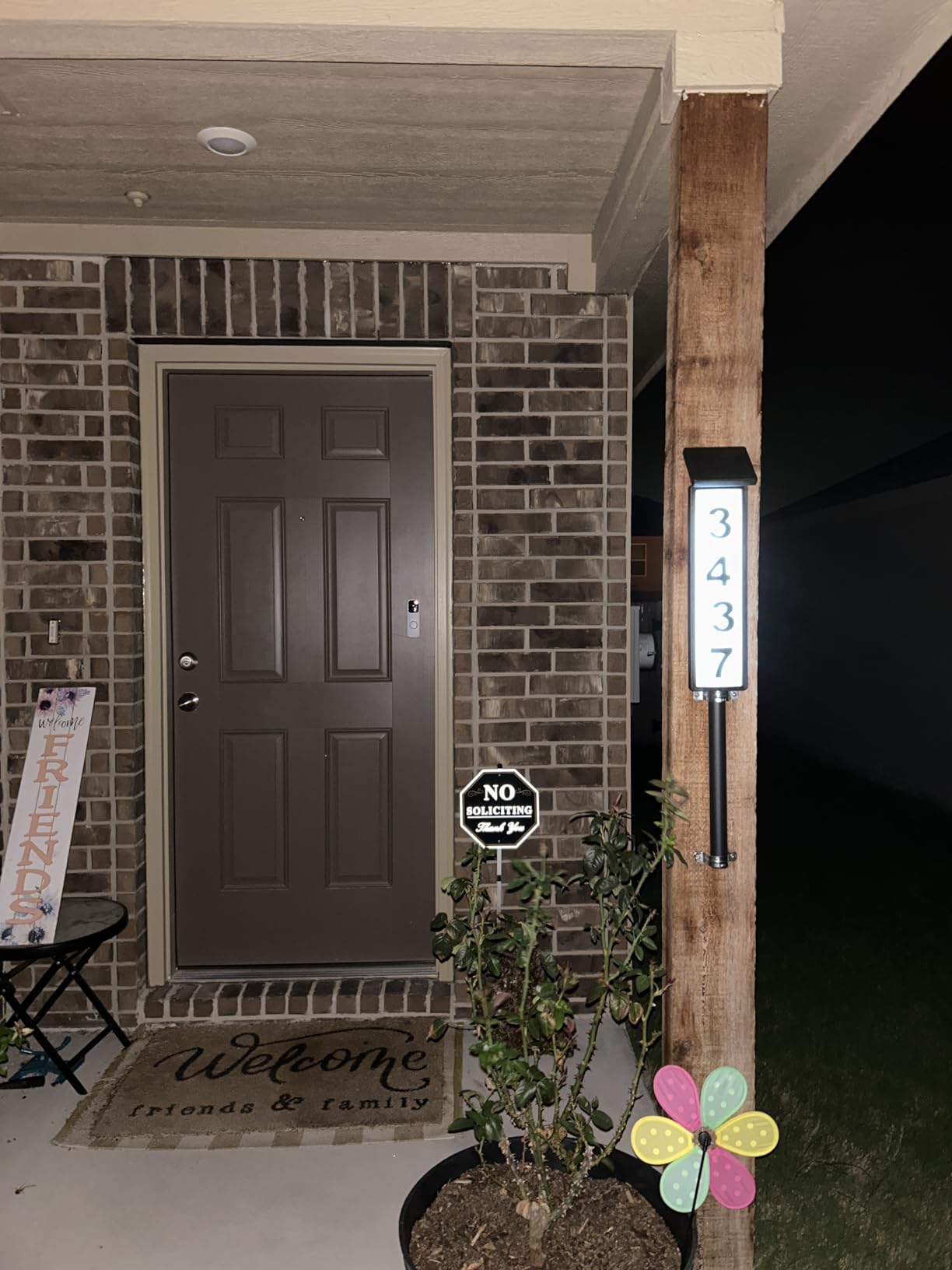ATDAWN Solar Lighted House Address Numbers Sign, Solar Powered House Numbers Light, LED Illuminated Outdoor Address Plaque for Home Yard Garden House customer photo 2
