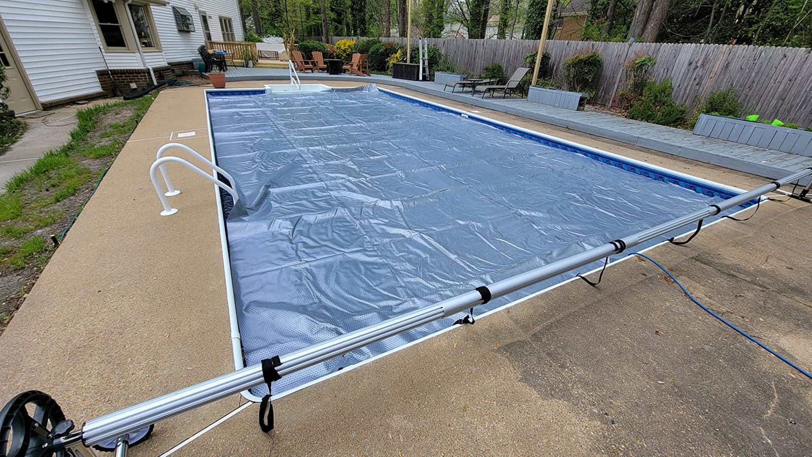 Solar Cover Reels for Inground Swimming Pool Swinming Pool Cover Reel Set Above Ground Pool Stainless Steel Solar Reel (22FT, Blue) customer photo 1