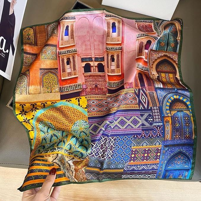 PoeticEHome 100% Mulberry Silk Neck Scarf for Women, 21 x 21 Inch customer photo 1