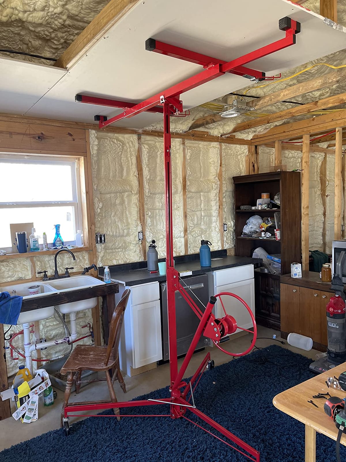11' Drywall Lift Panel Hoist, Jack Lifter Jack Rolling Lockable Caster Wheel Drywall Lift Construction Tools (Red-Upgrade) customer photo 1