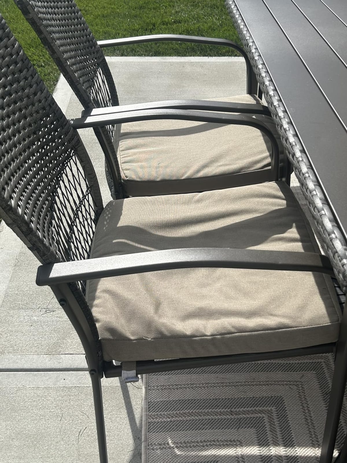 Pamapic 8504 Patio Dining 7 Piece, Outdoor Wicker Furniture Set for Backyard Garden Deck Poolside/Iron Slats Table Top, Removable Cushions, 7 Pack, Beige customer photo 2