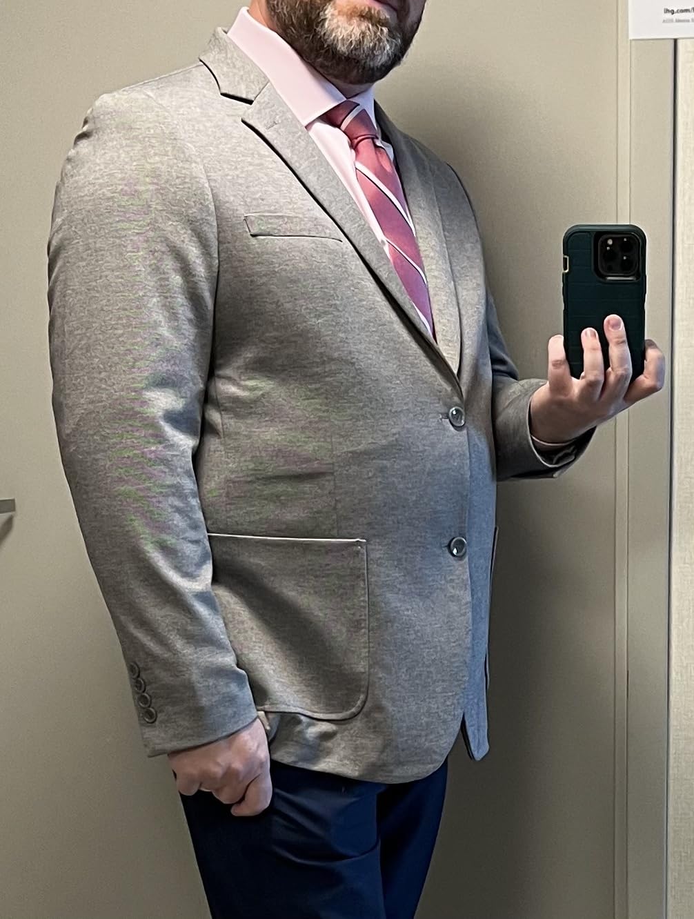 PJ PAUL JONES Mens Casual Knit Blazer Unstructured Sport Coat customer photo 1