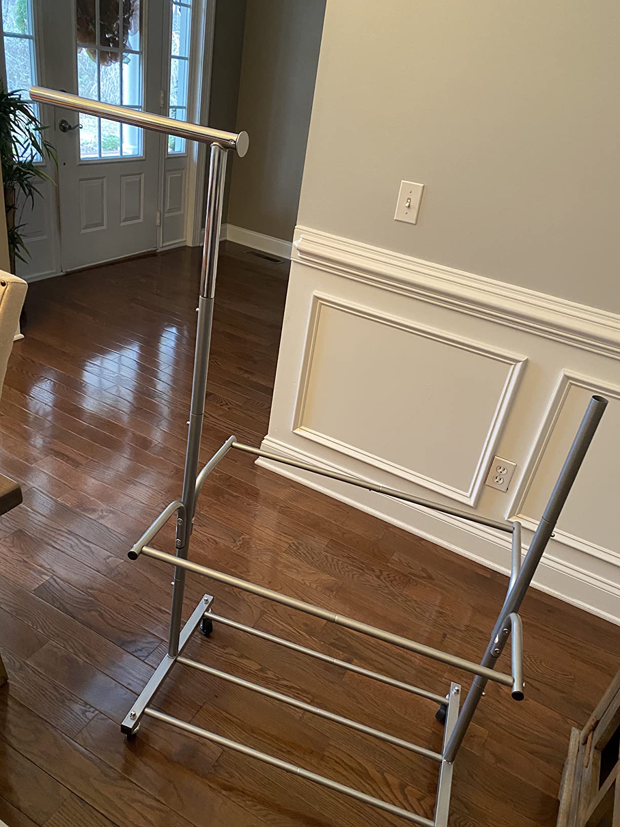 Simple Houseware Laundry Sorter Cart with Hanging Rod, Silver customer photo 1
