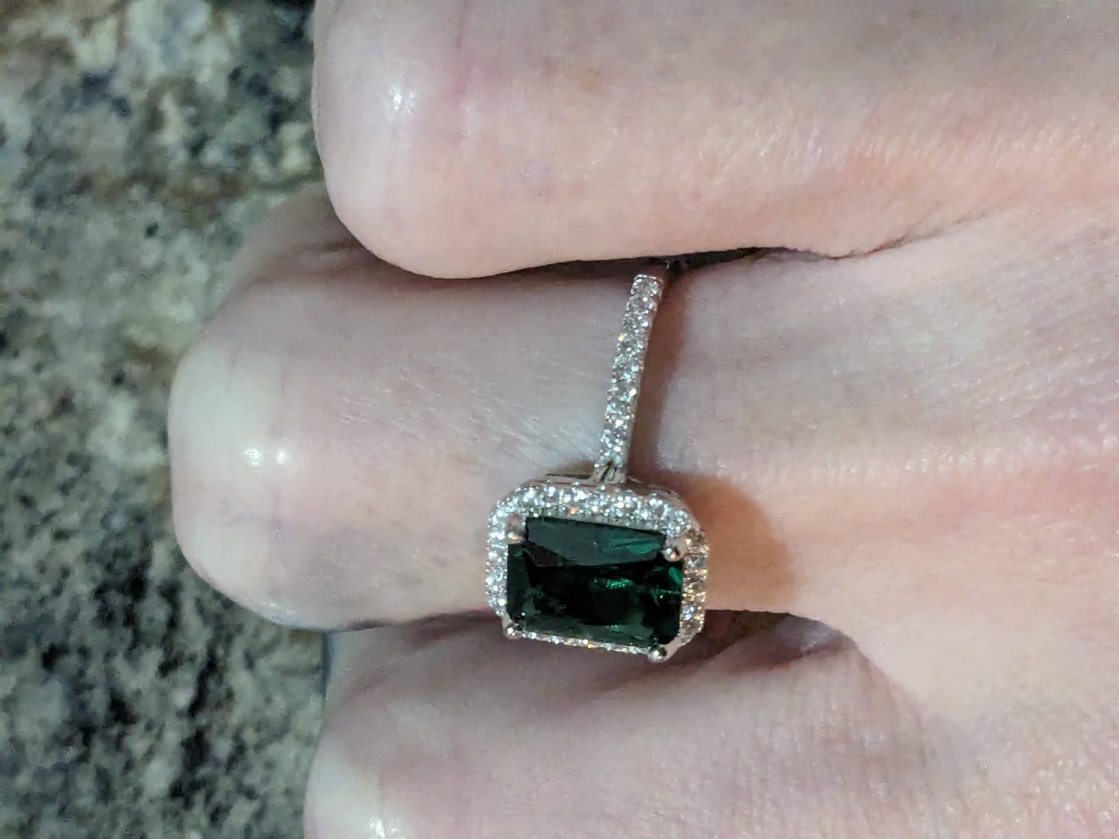 Yaresul 925 Sterling Silver Emerald Engagement Ring for Women, Size 5-10 customer photo 1