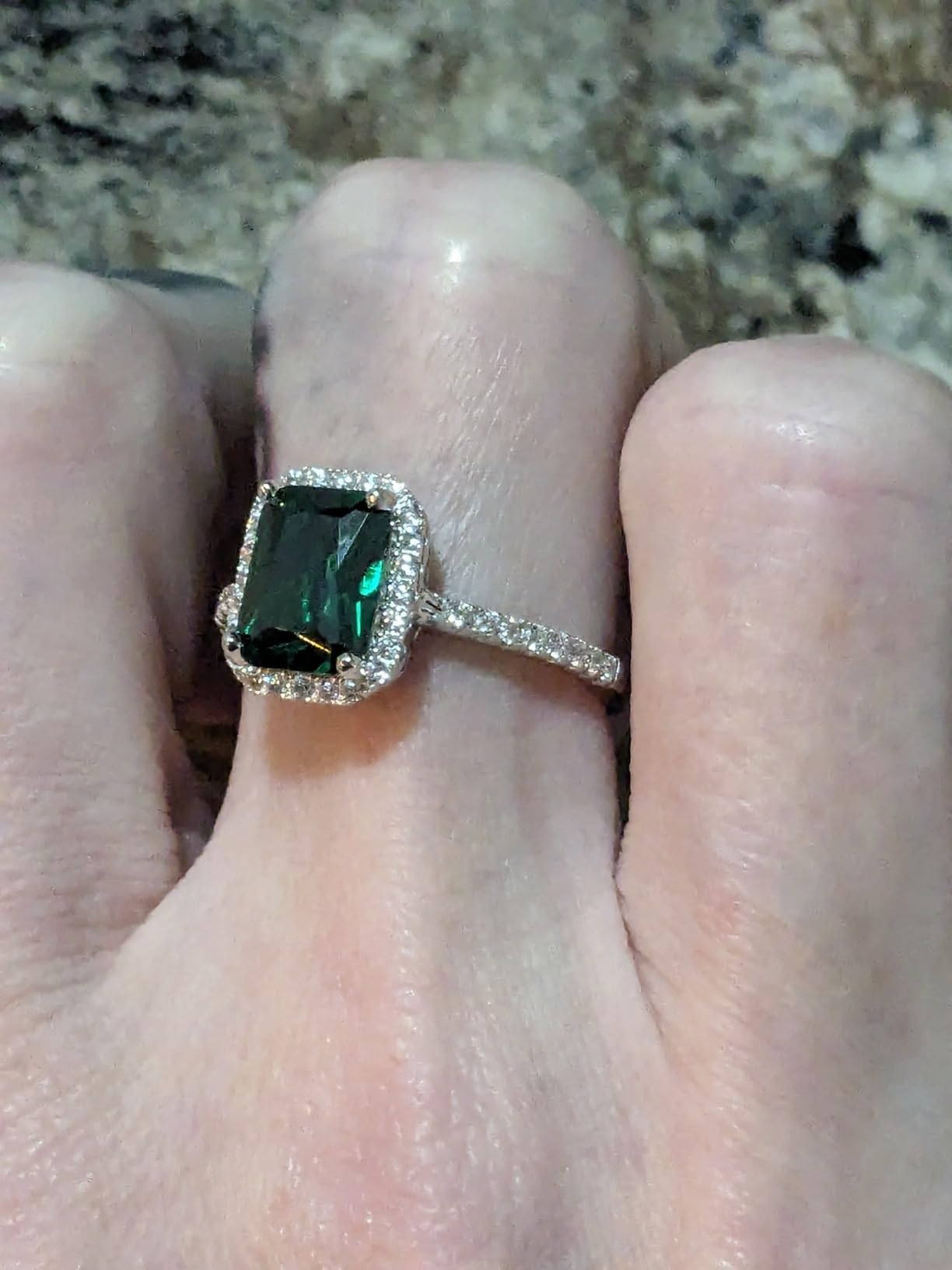 Yaresul 925 Sterling Silver Emerald Engagement Ring for Women, Size 5-10 customer photo 2