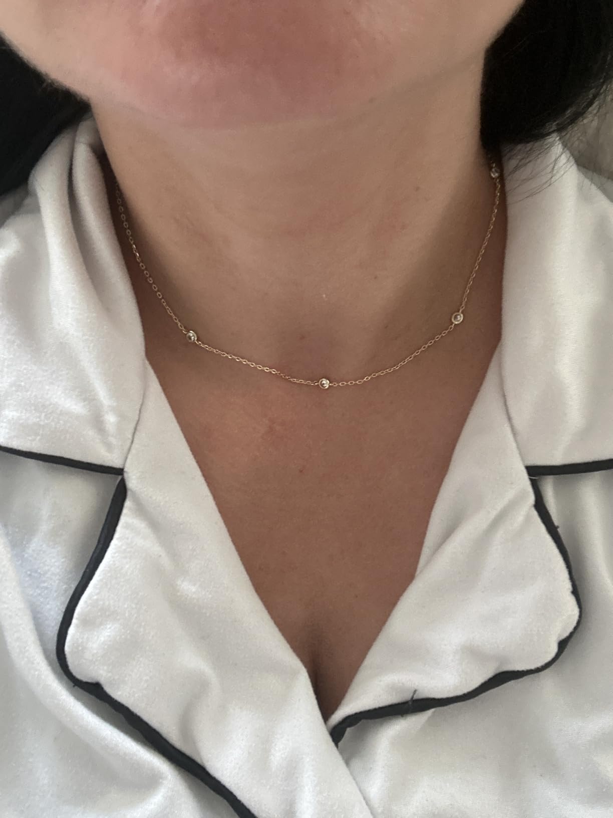 PAVOI Layering Necklace for Women, 14K Gold Plated Station CZ Chain customer photo 2