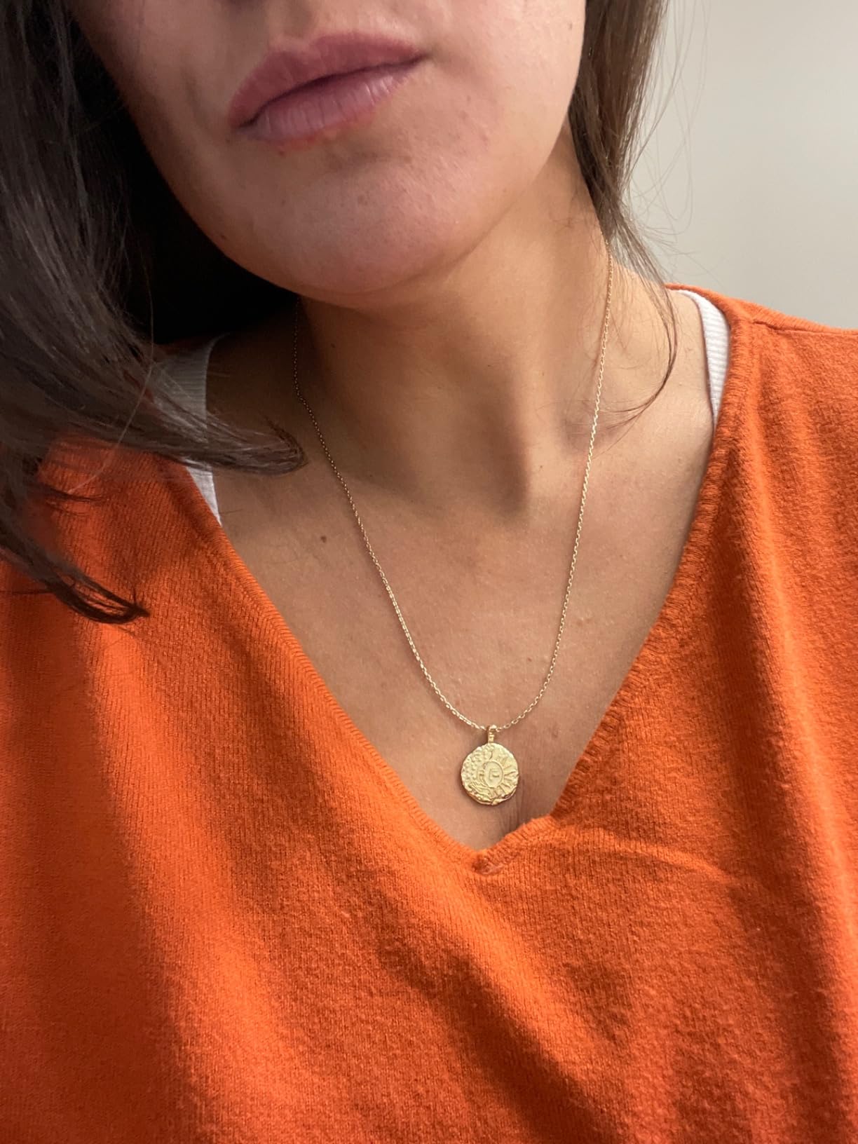 PAVOI 14K Gold Plated Engraved Coin Pendant Necklaces for Women customer photo 2