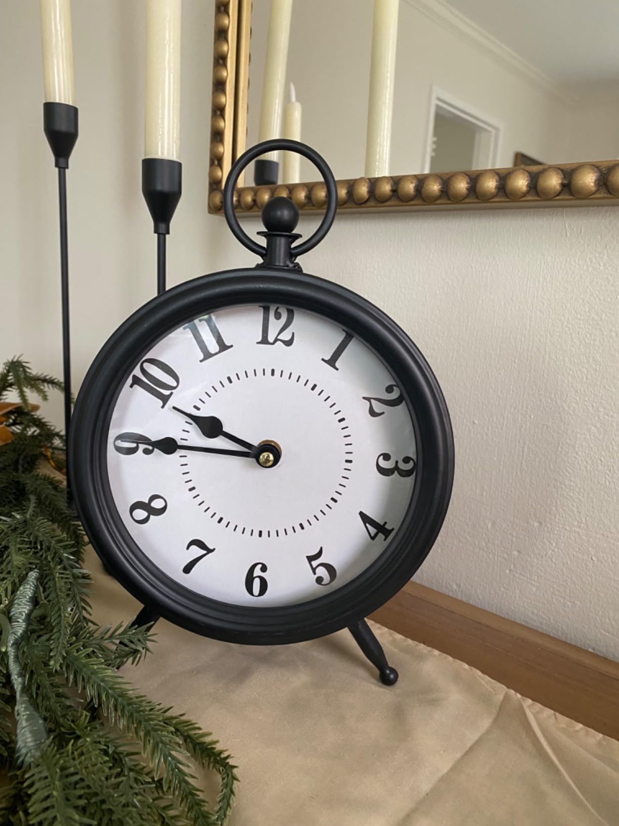 Vintage Black Table Clock on Stand, Decorative Desk and Shelf Clock, Rustic Mantel Clock Farmhouse Clock Non-Ticking customer photo 2