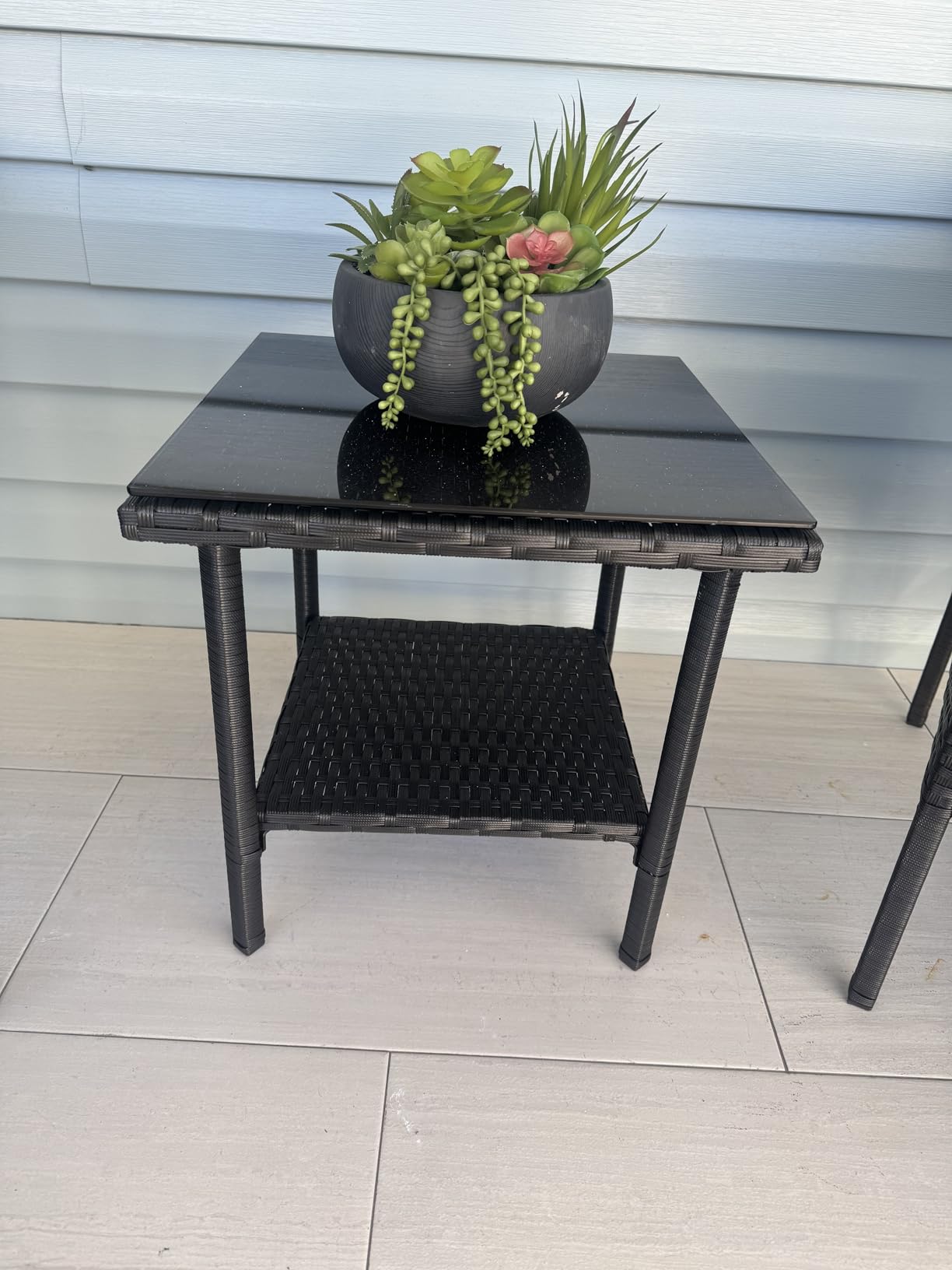 FDW 3-Piece Patio Furniture Set | Black & Beige | Outdoor Wicker Furniture customer photo 1