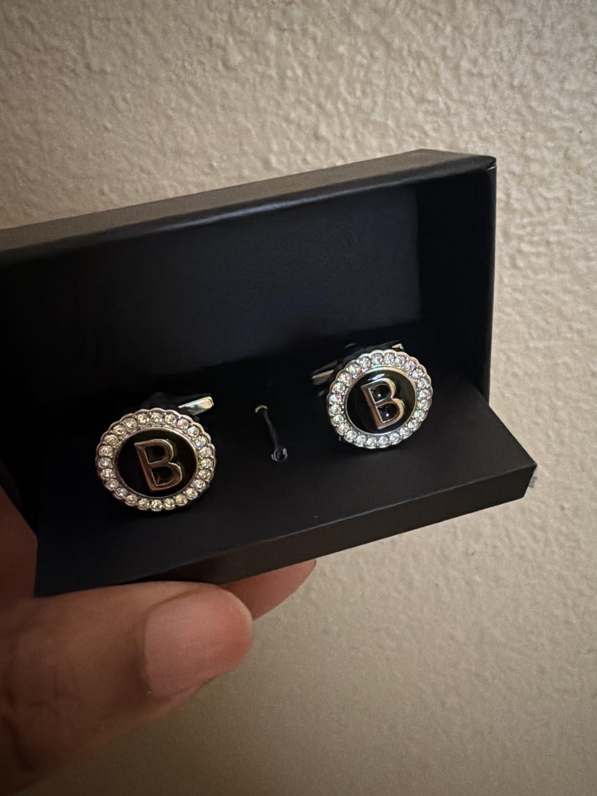 HAWSON A-Z Initial Cufflinks for Men and Women with Clear Crystal, Gold Silver Color Rasied Letter A-Z Cuff Links for French Shirt, Gift for Normal and Business Wearing customer photo 1