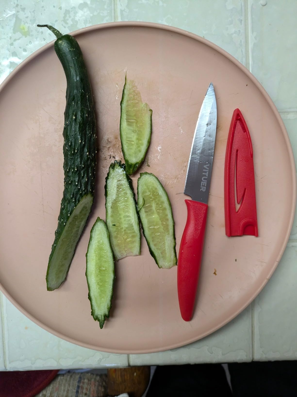 VITUER Paring knife, 4PCS Paring knives (4 Knives and 4 Knife cover), 4 Inch Peeling Fruit and Vegetable Knife, Ultra Sharp Kitchen Knives, German Steel, PP Plastic Handle customer photo 1
