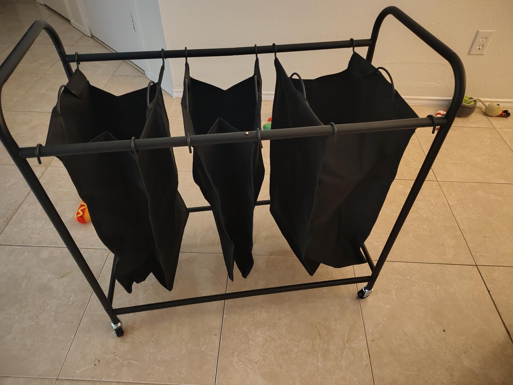 LINZINAR 3 Section Laundry Hamper, Black Laundry Basket 135L Laundry Sorter customer photo 2